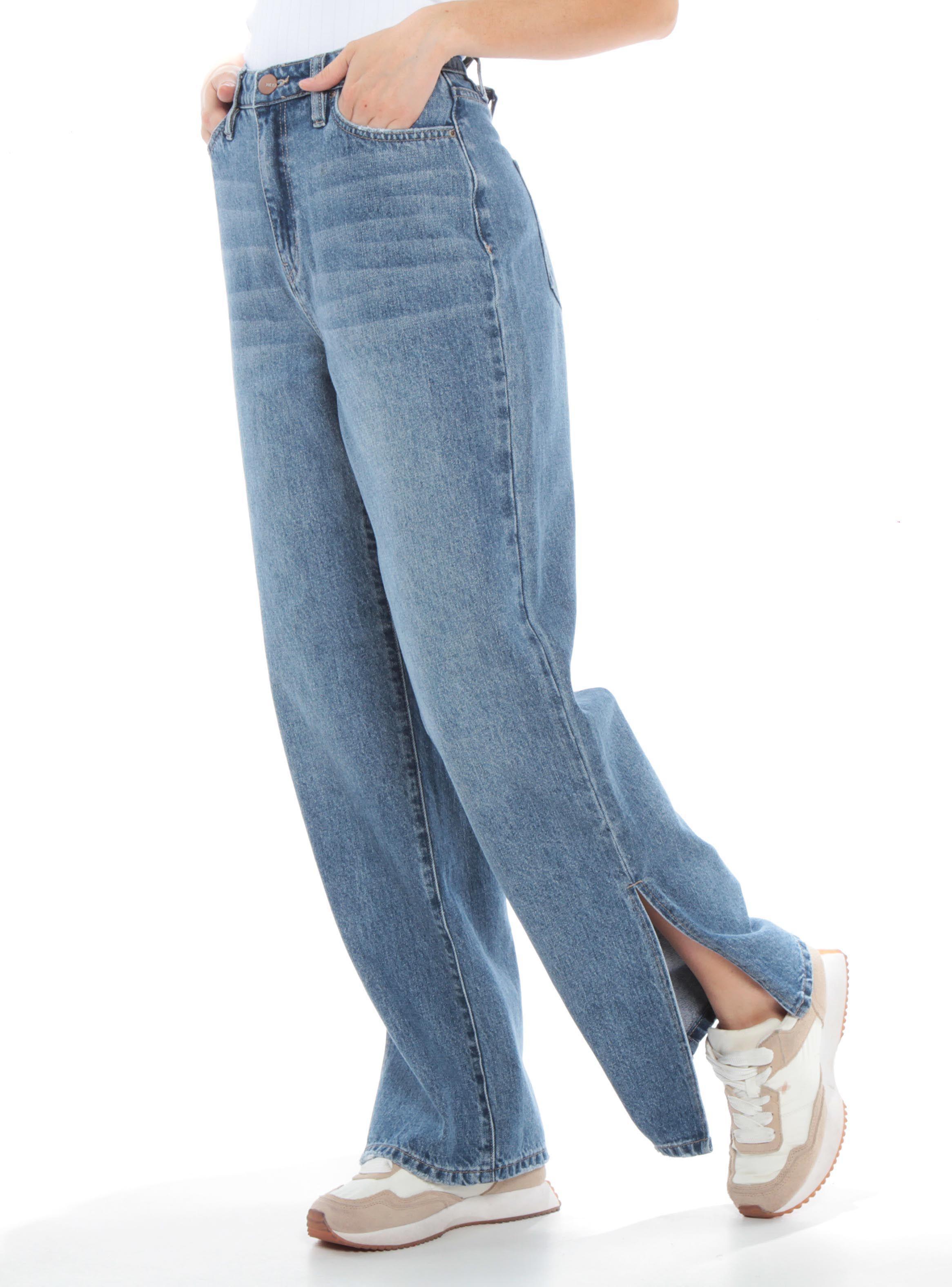 Jeans Recto con Abertura en Costura-1