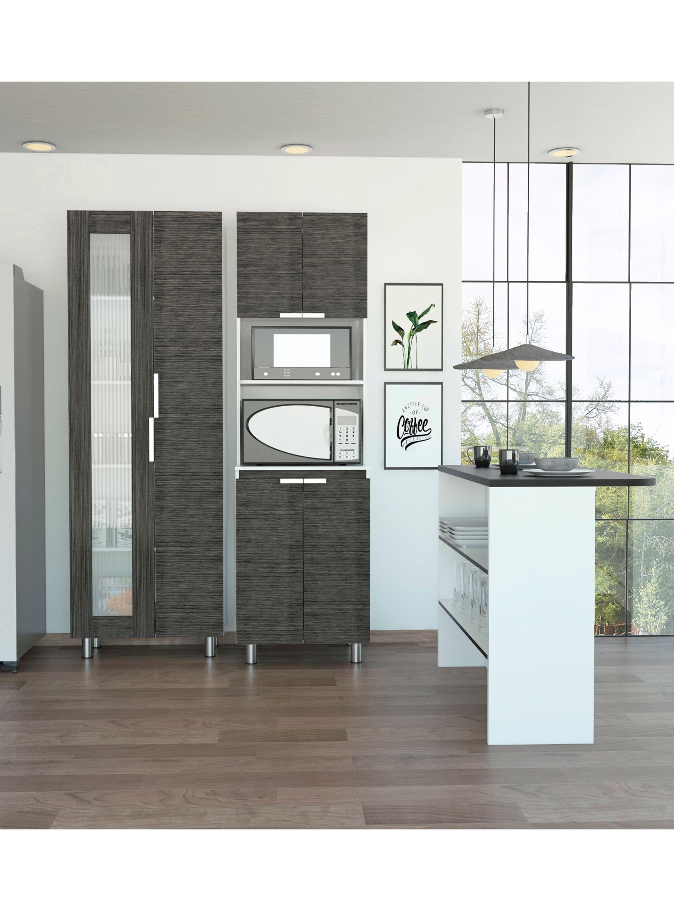 Combo Muebles Alacena + Microondas + Barra Auxiliar Fendi-4