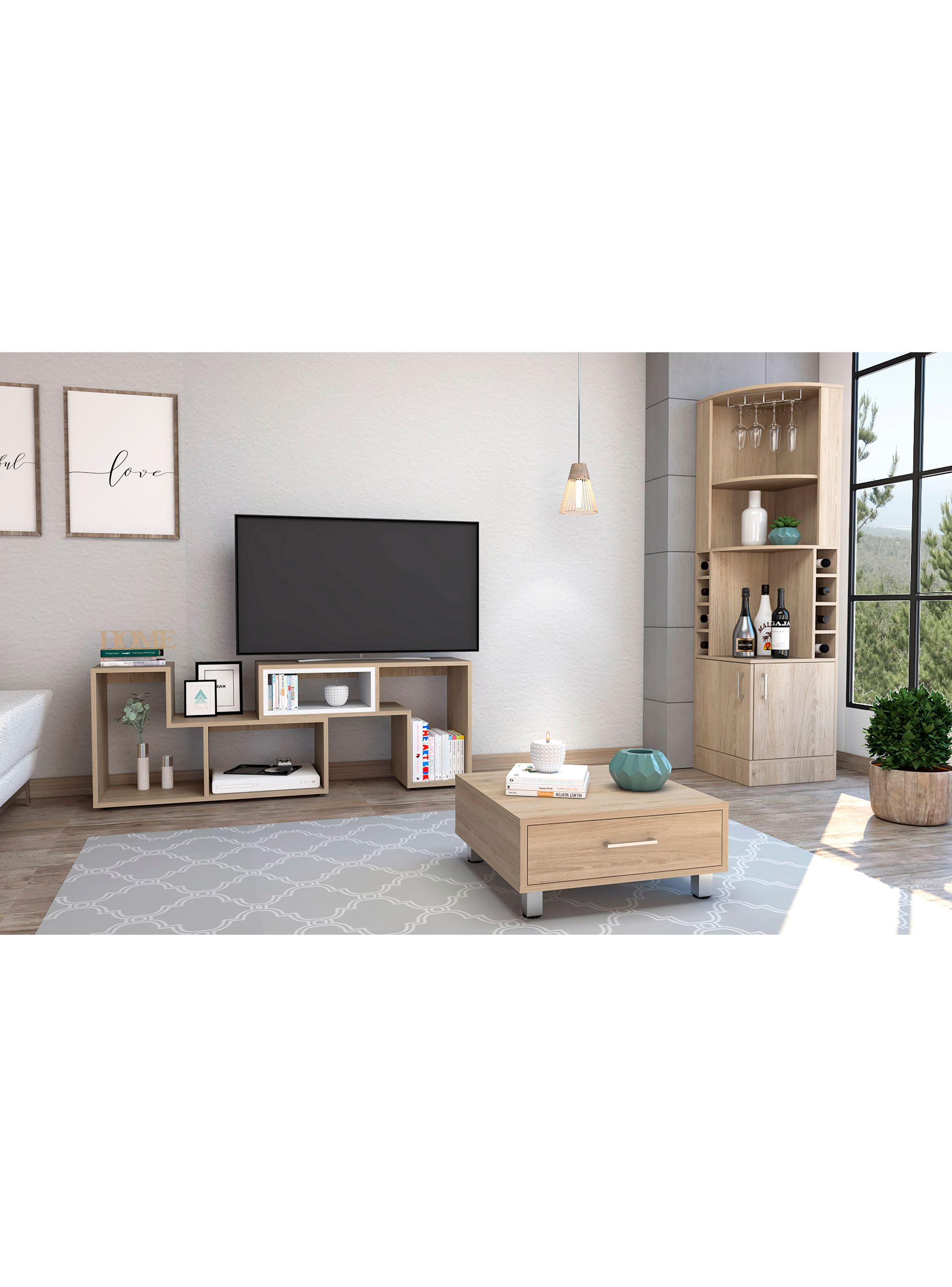 Bar Esquinero + Rack TV40" Extensible + Mesa Centro-4