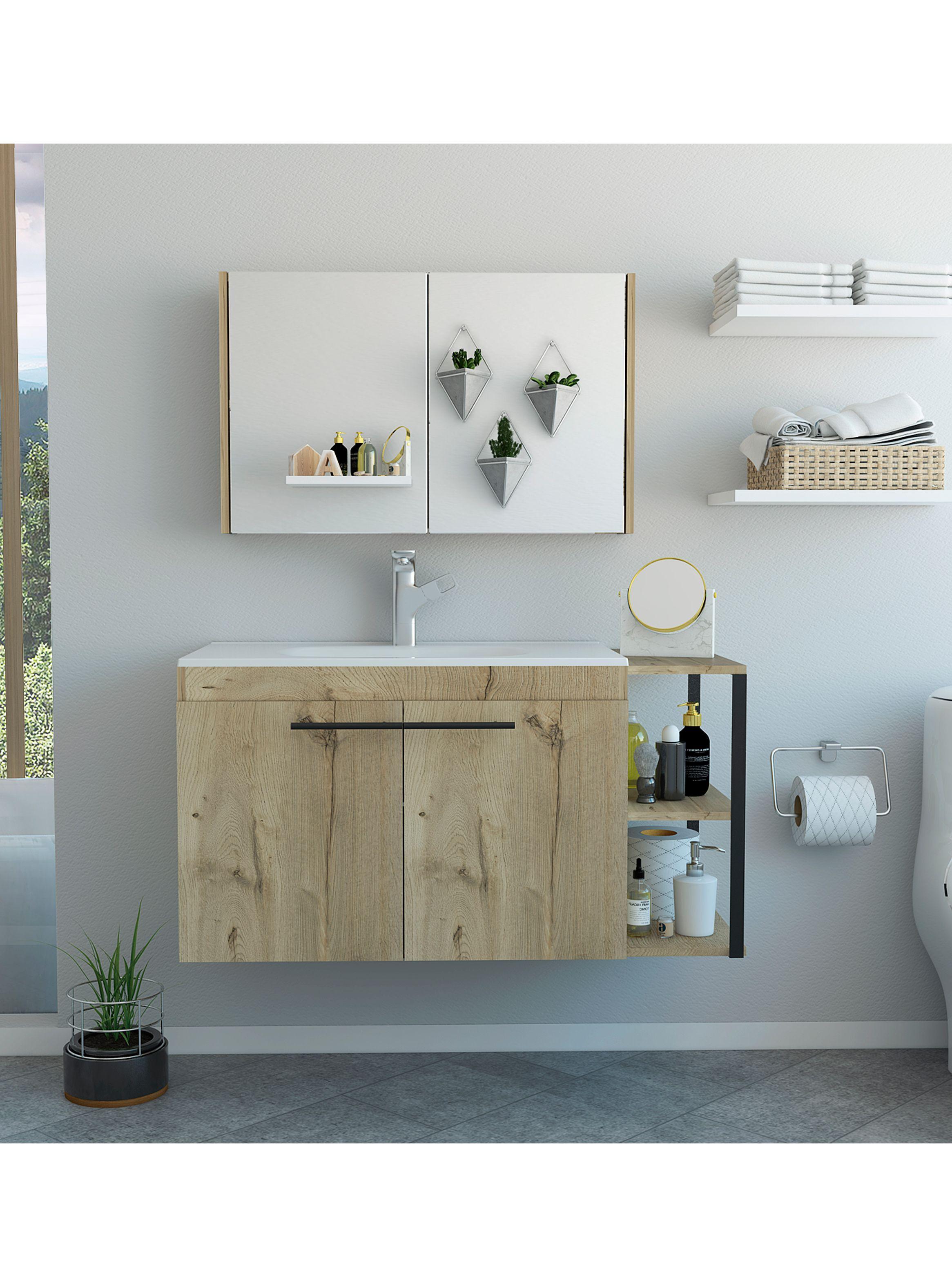 Botiquín + Mueble Lavamanos Flotante Khari 80-5