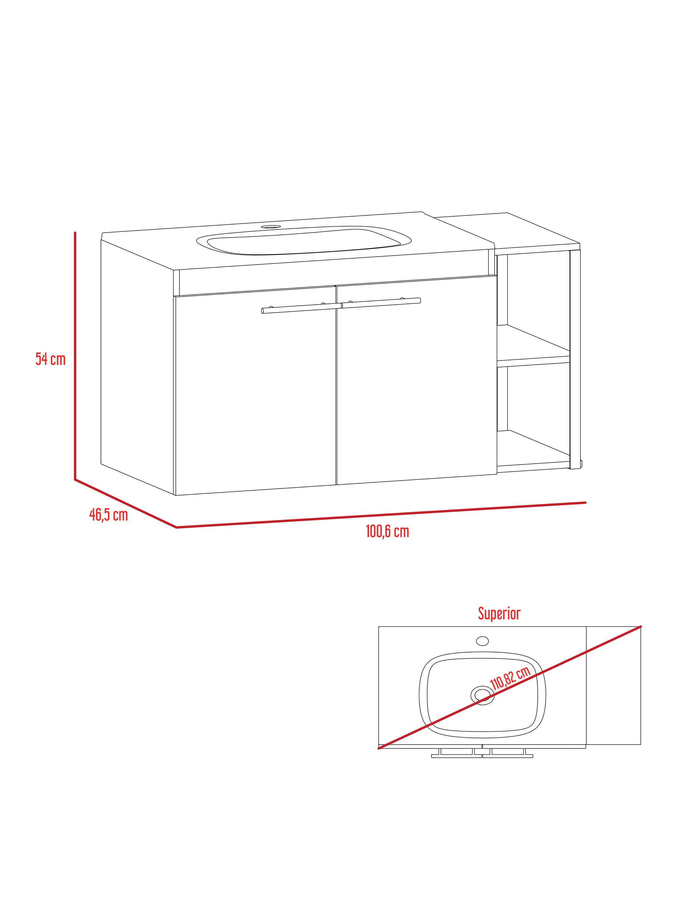 Botiquín + Mueble Lavamanos Flotante Khari 80-4