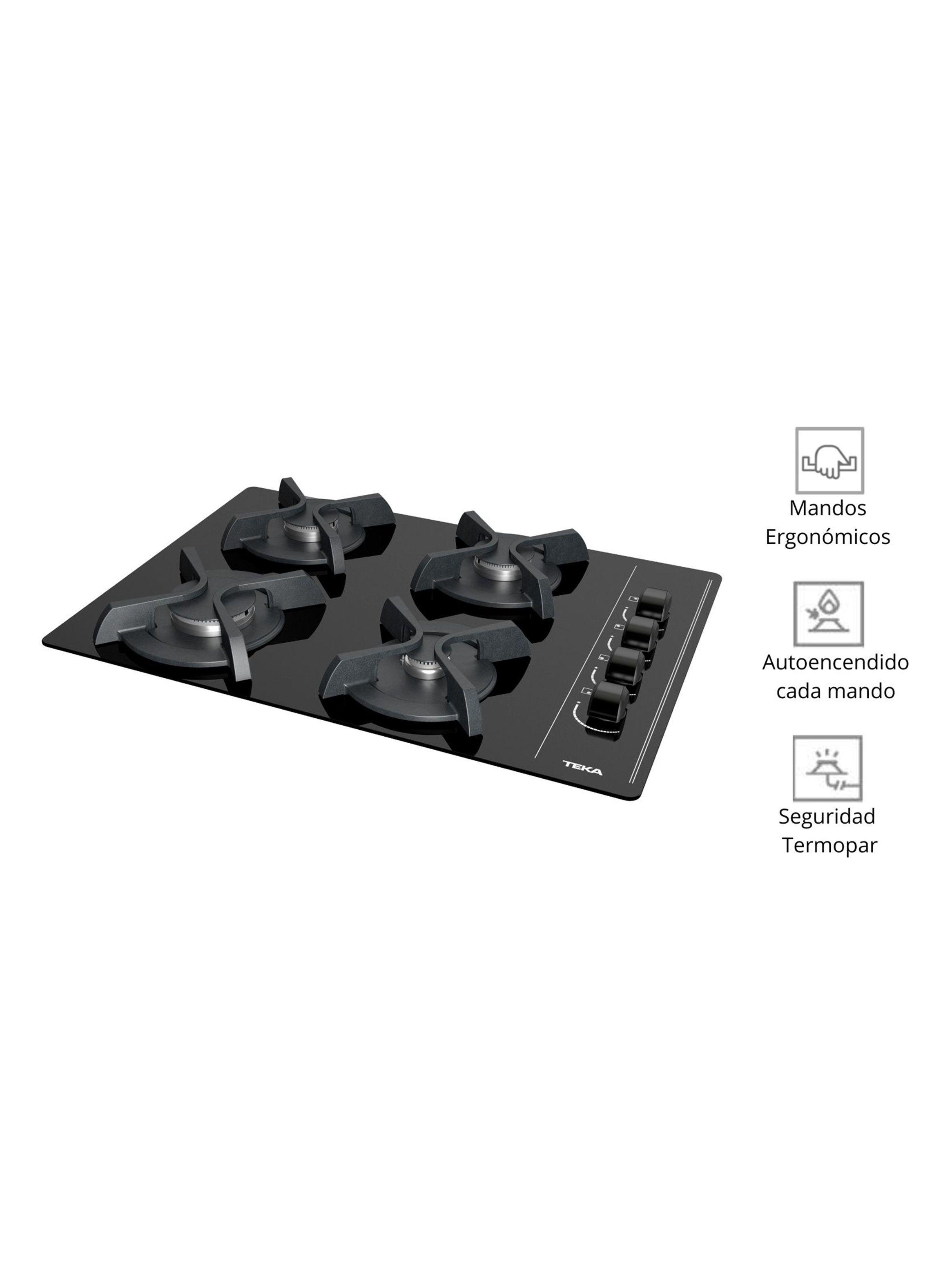 Cocina a Gas Cristal 4 Quemadores GBC 64003 KBB Negro-3