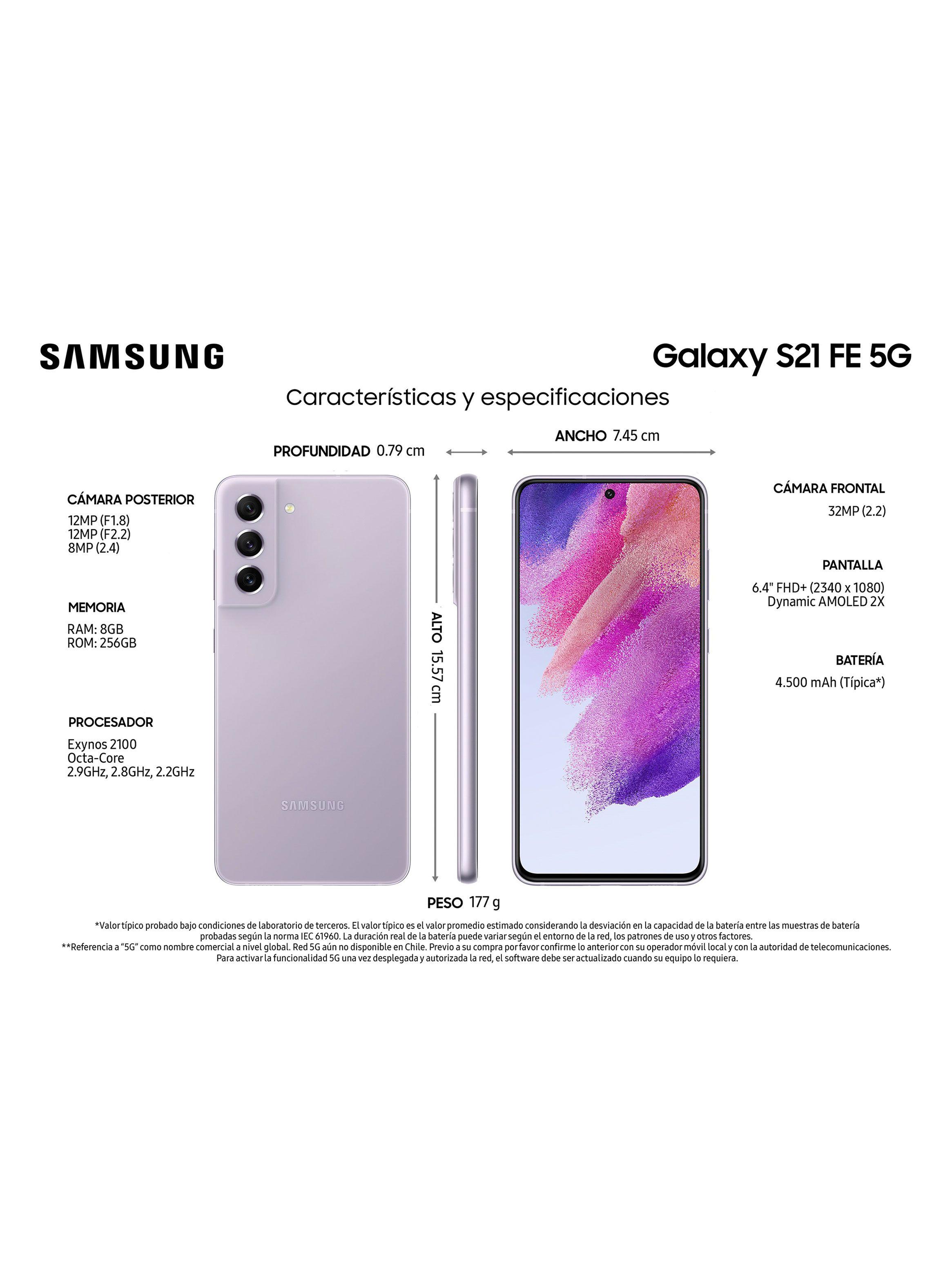 Smartphone Galaxy S21 FE 5G 256GB Lavender Samsung | Paris.cl