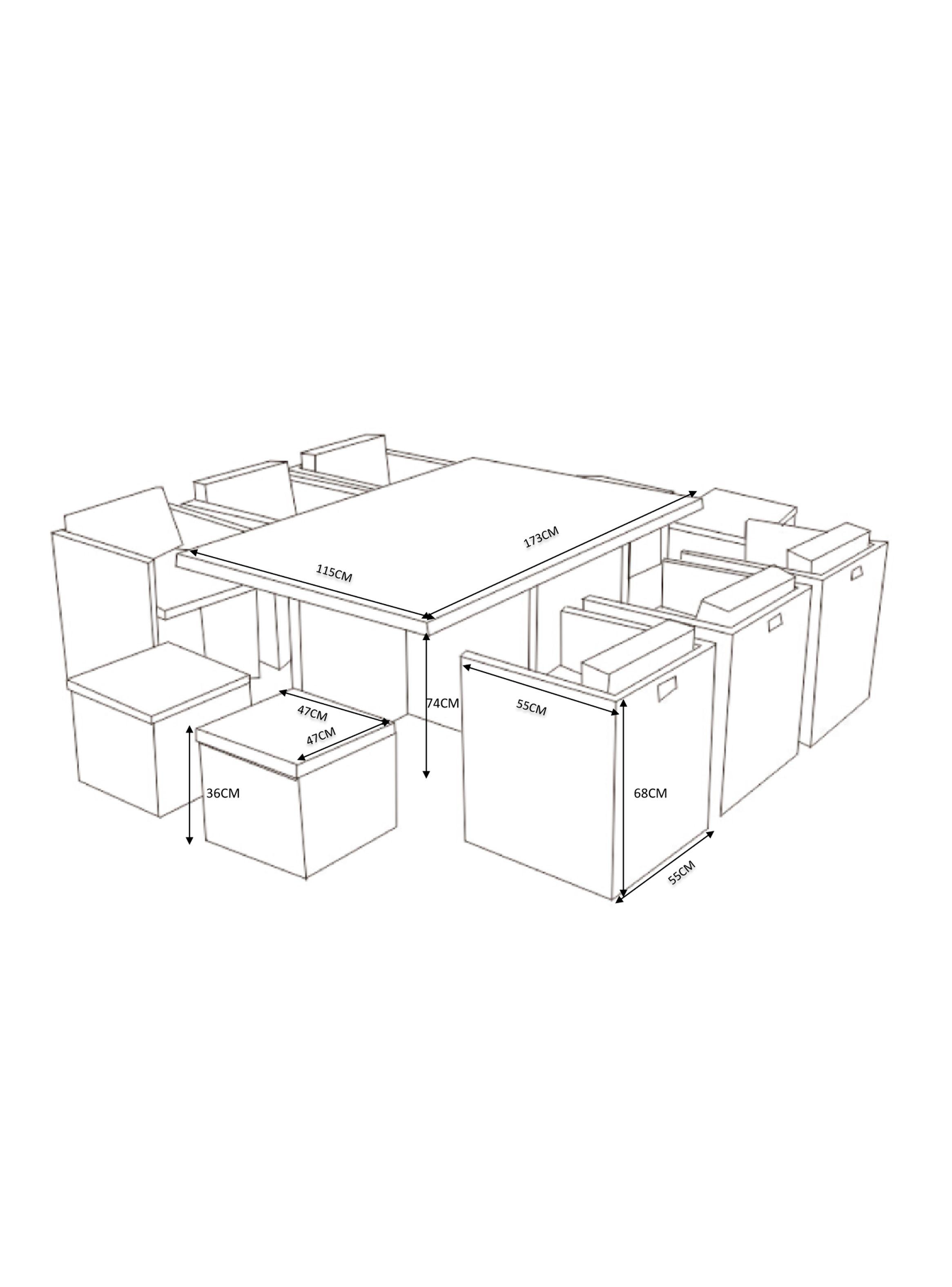 Juego de Comedor Terraza Durban 6 Sillas + 4 Poufs-2