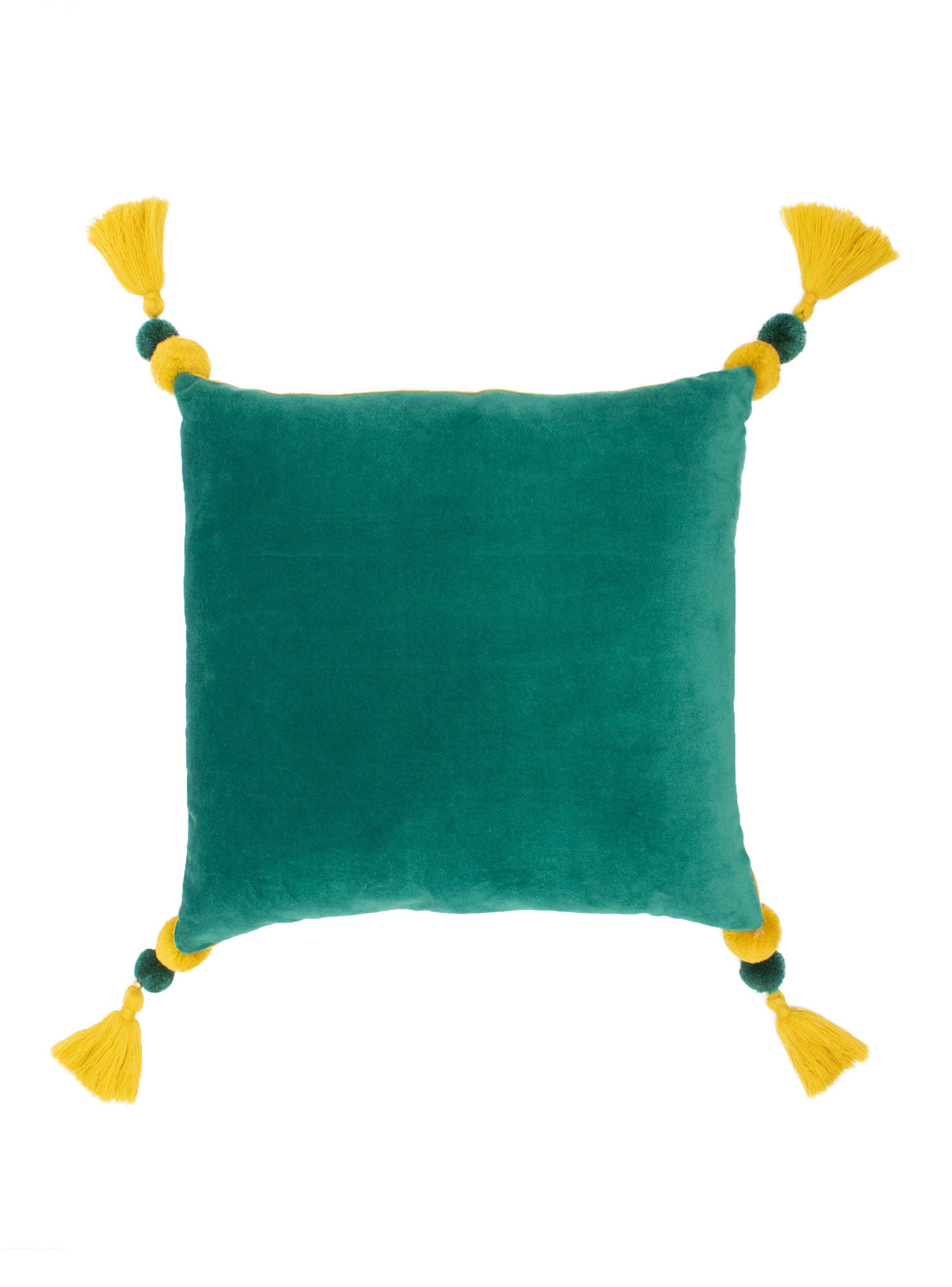 Cojín Attimo Velvet Pompón Bicolor 45x45cm-0