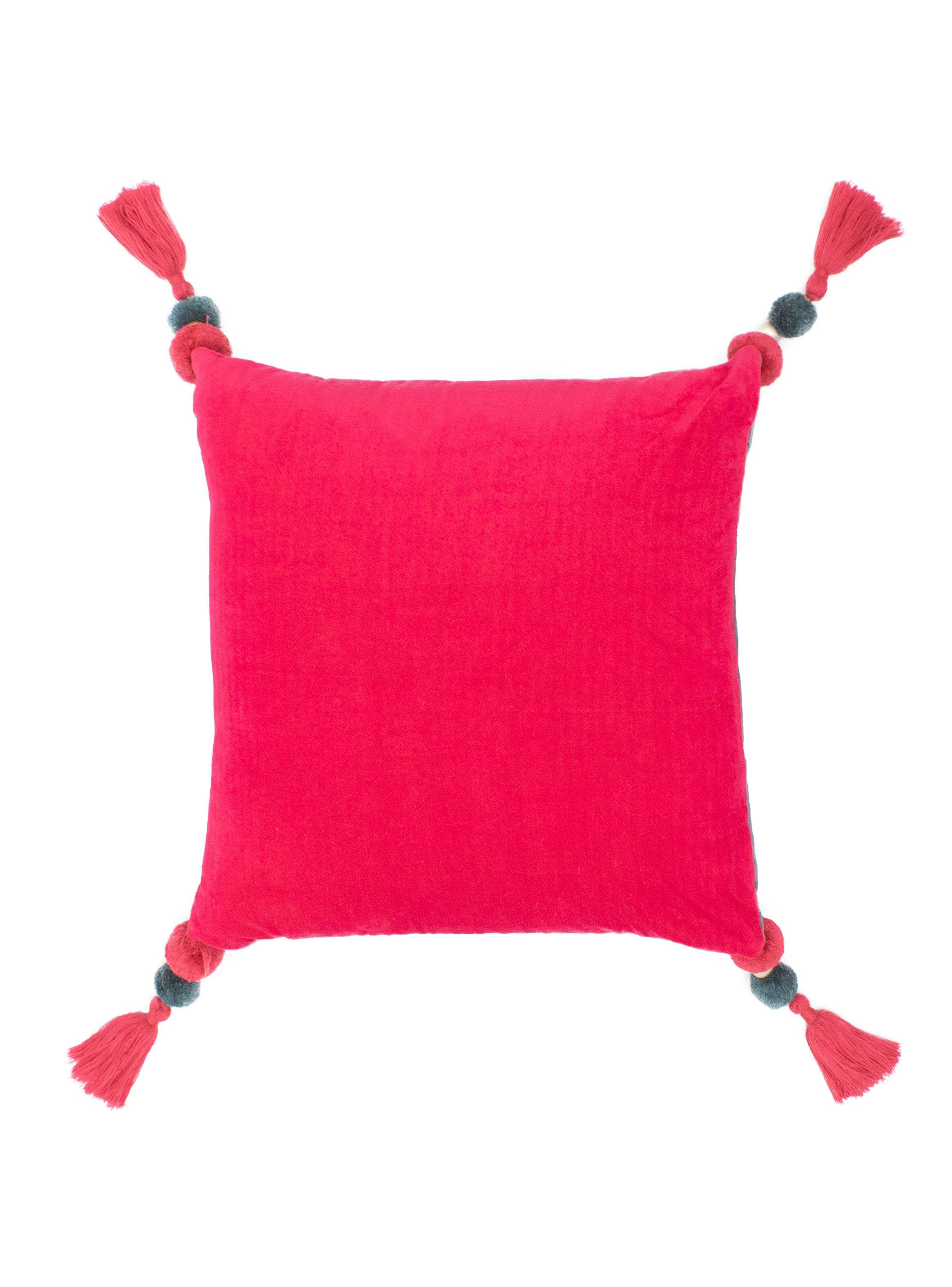 Cojín Attimo Velvet Pompón Bicolor 45x45cm-1