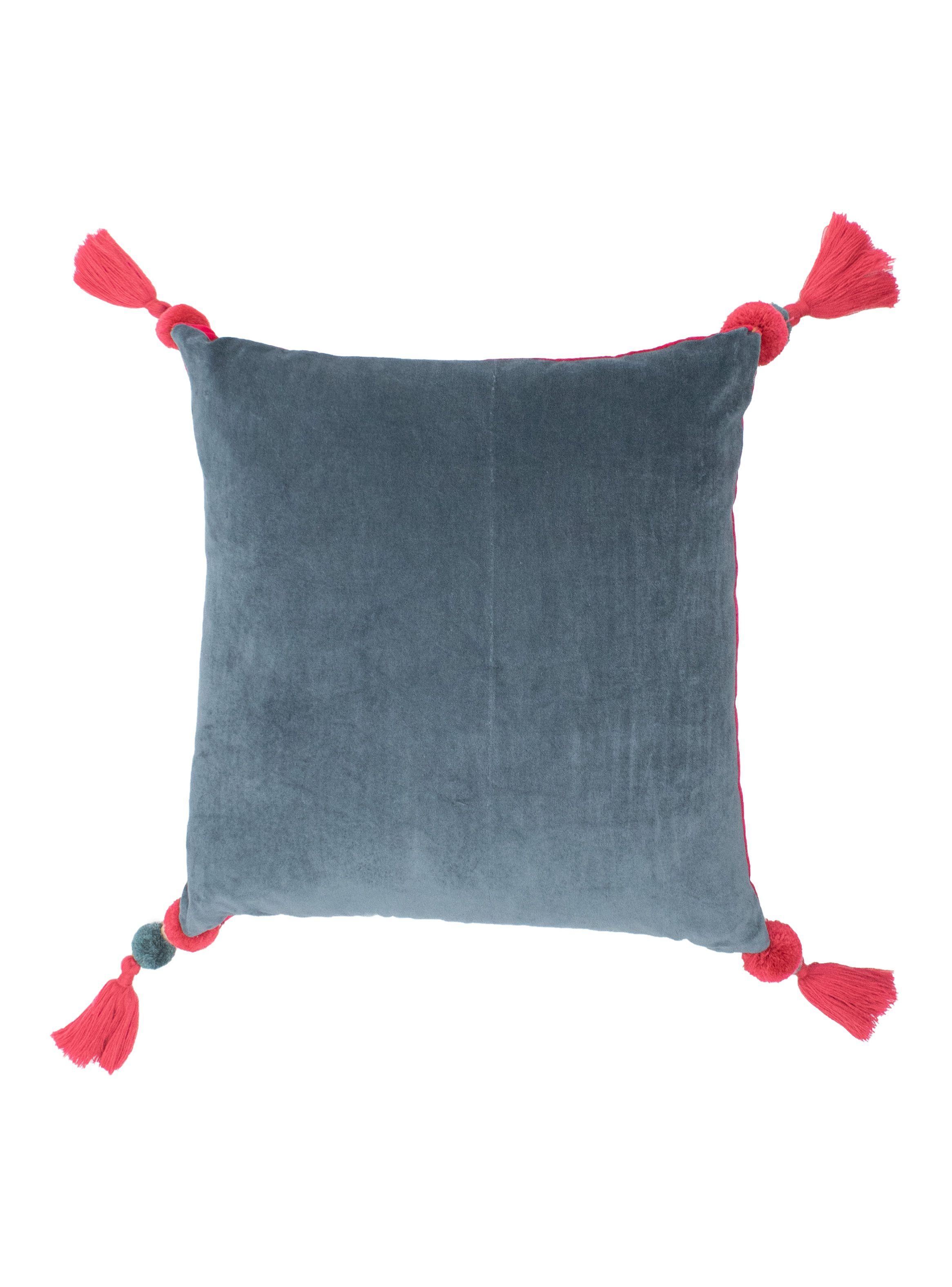 Cojín Attimo Velvet Pompón Bicolor 45x45cm-0