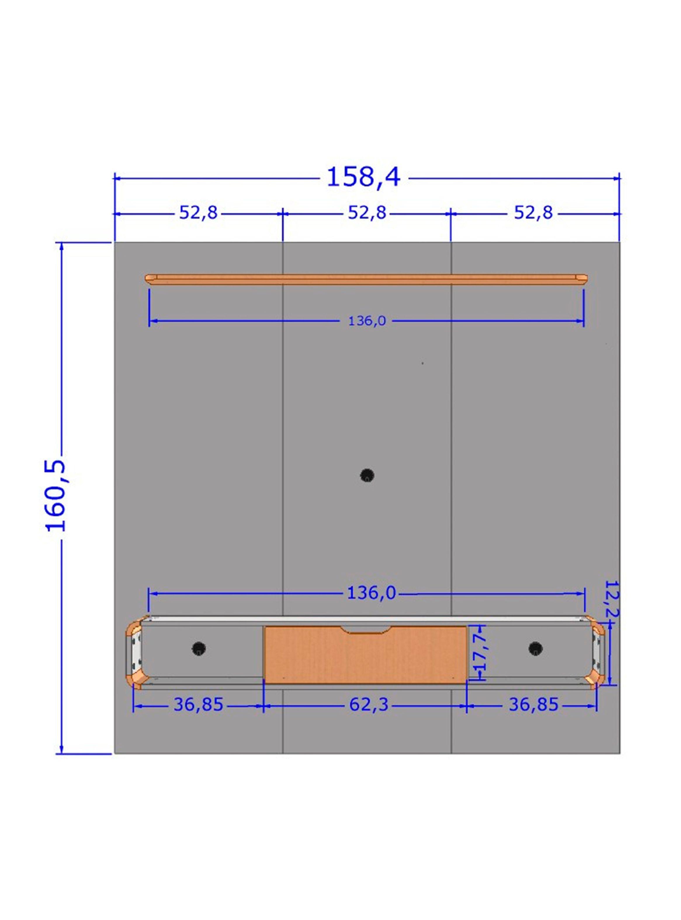 Panel Rack Tv 65" Lisboa Negro Canela-1