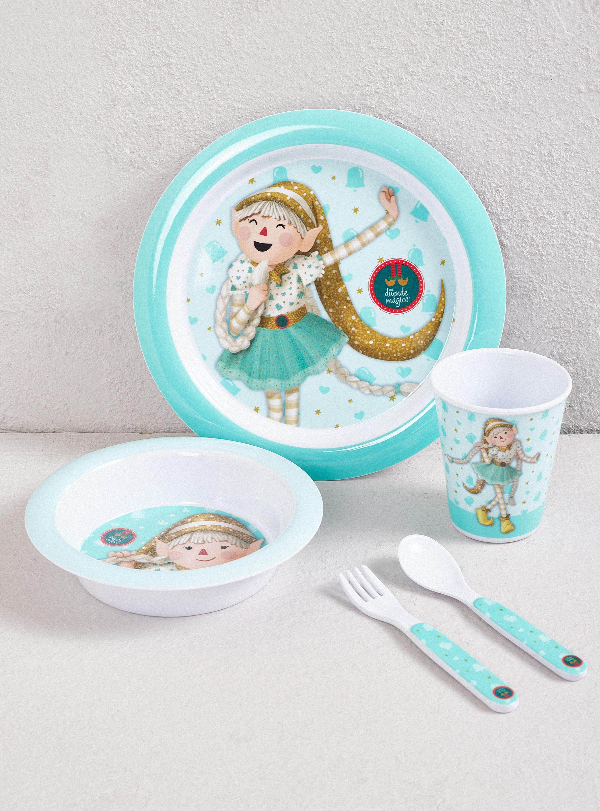 Set Platos + Cubiertos + Vaso Azul-0