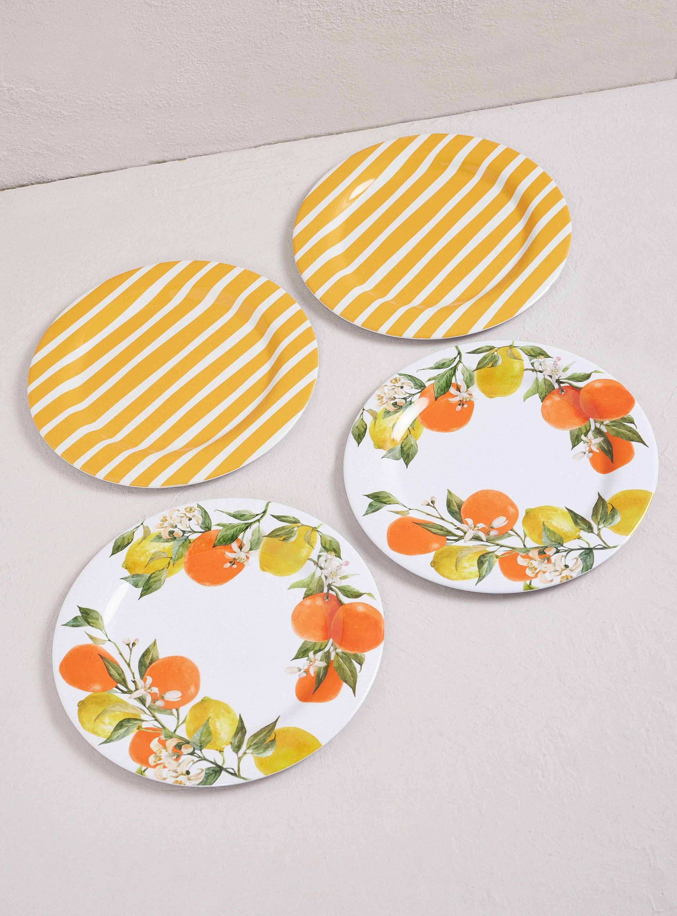 Set 4 Platos Principales Melamina Cítricos-0