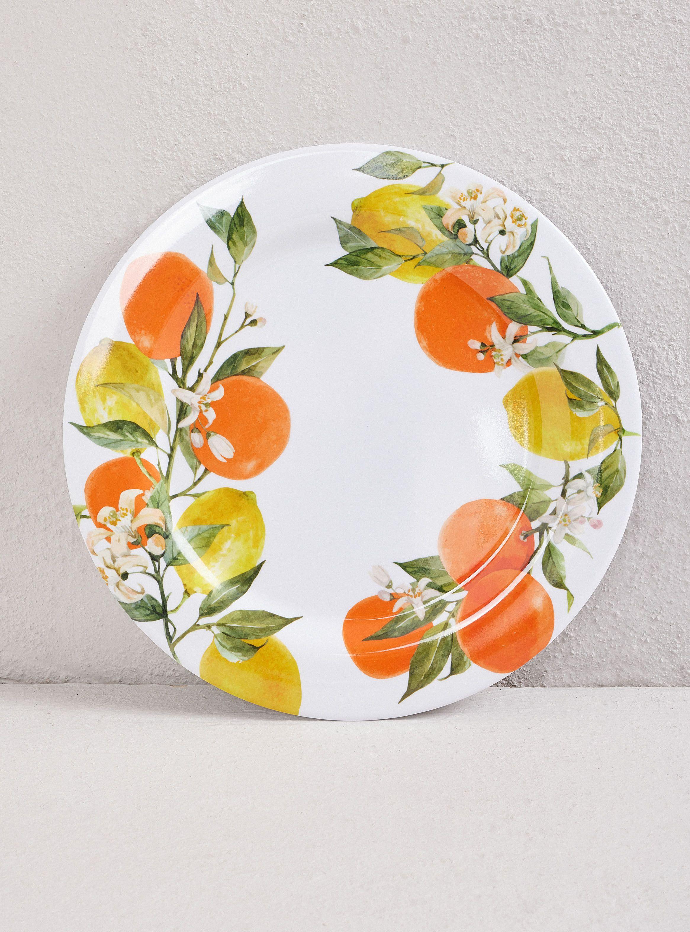 Set 4 Platos Principales Melamina Cítricos-2
