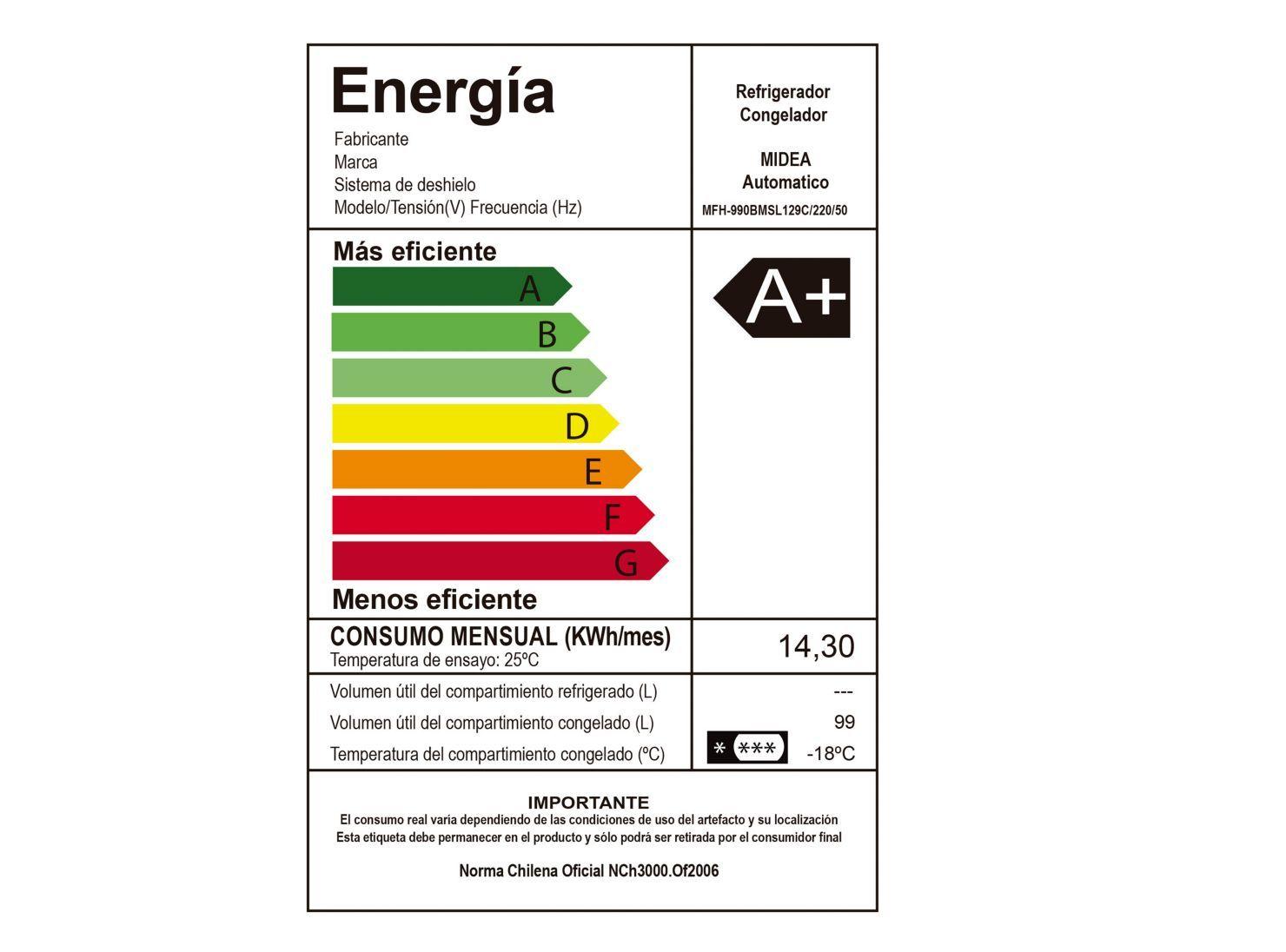 Freezer Horizontal Midea Frío Directo 99 Litros MFH-990-3