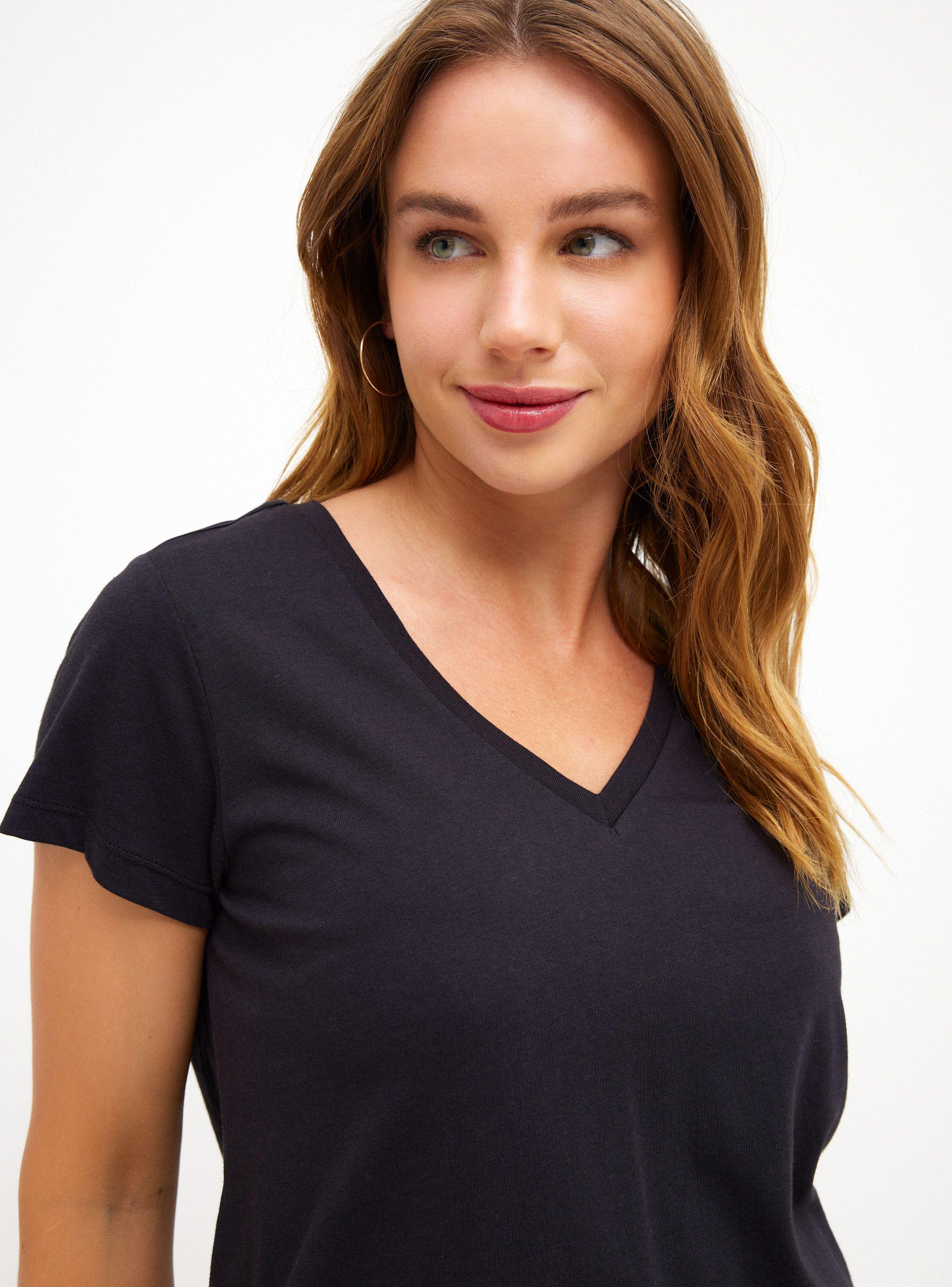 Polera Color Liso Cuello V-2