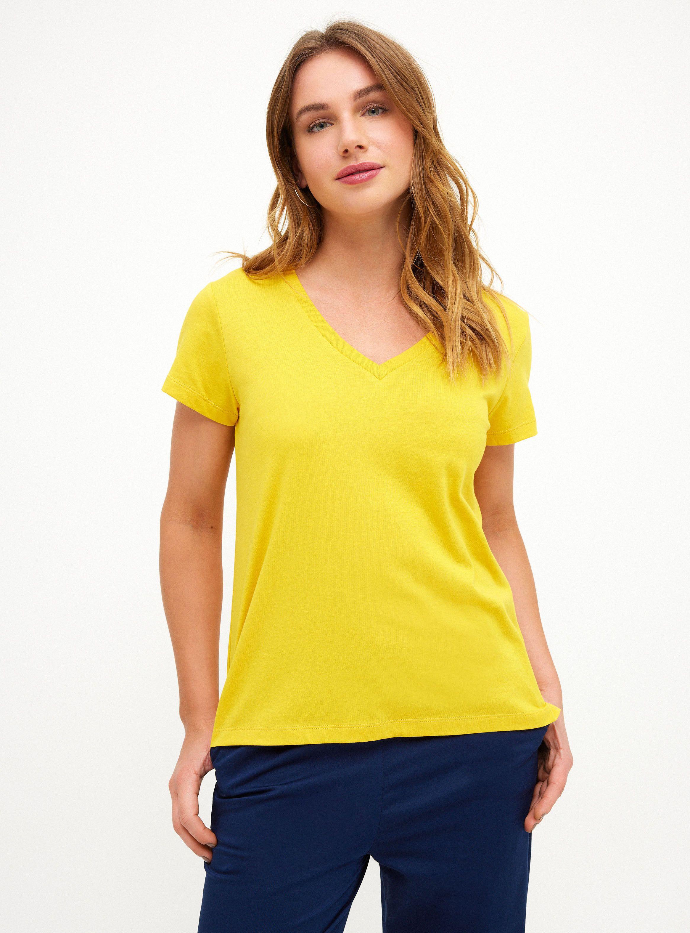 Polera Color Liso Cuello V-0