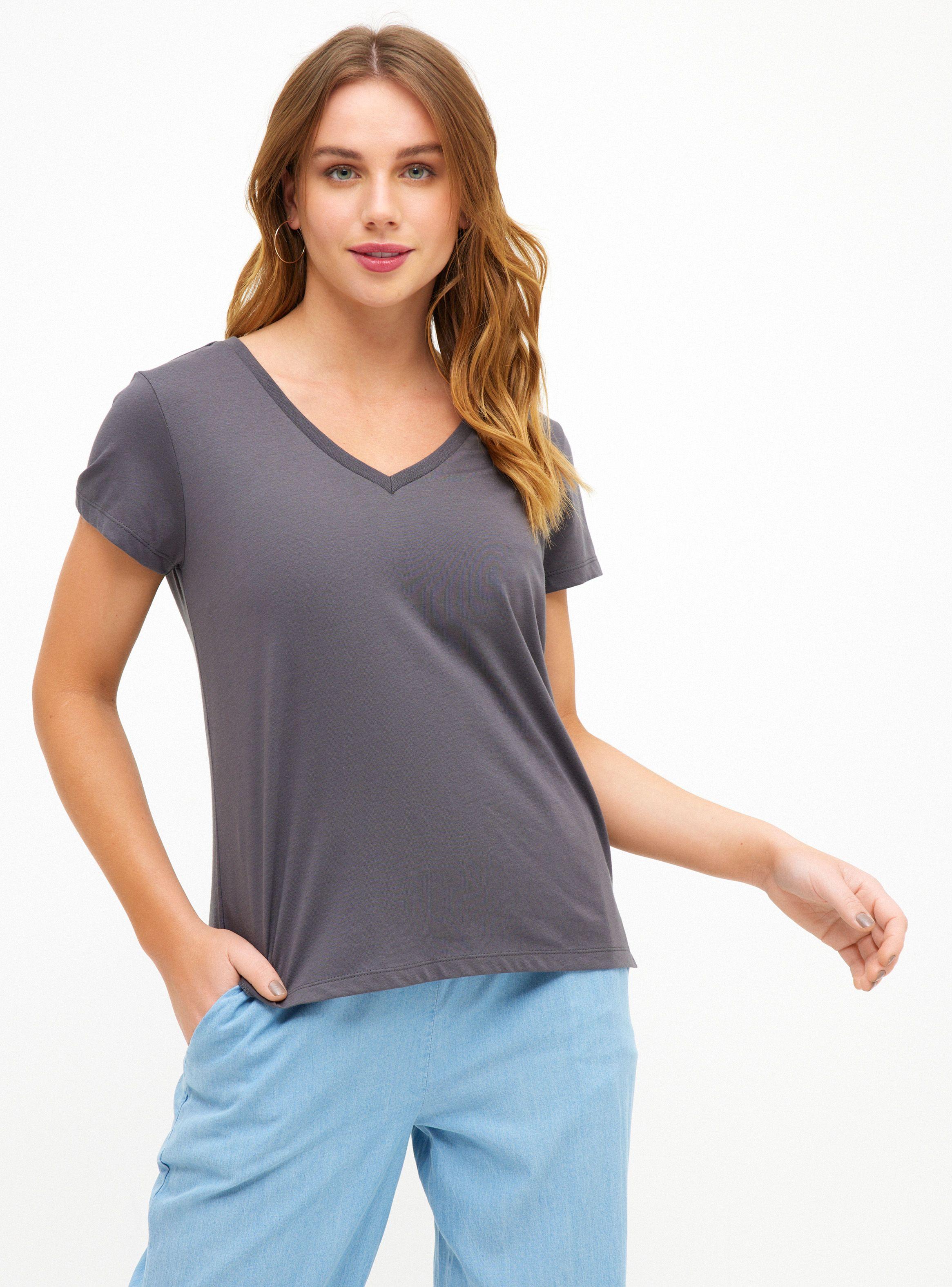 Polera Color Liso Cuello V-0