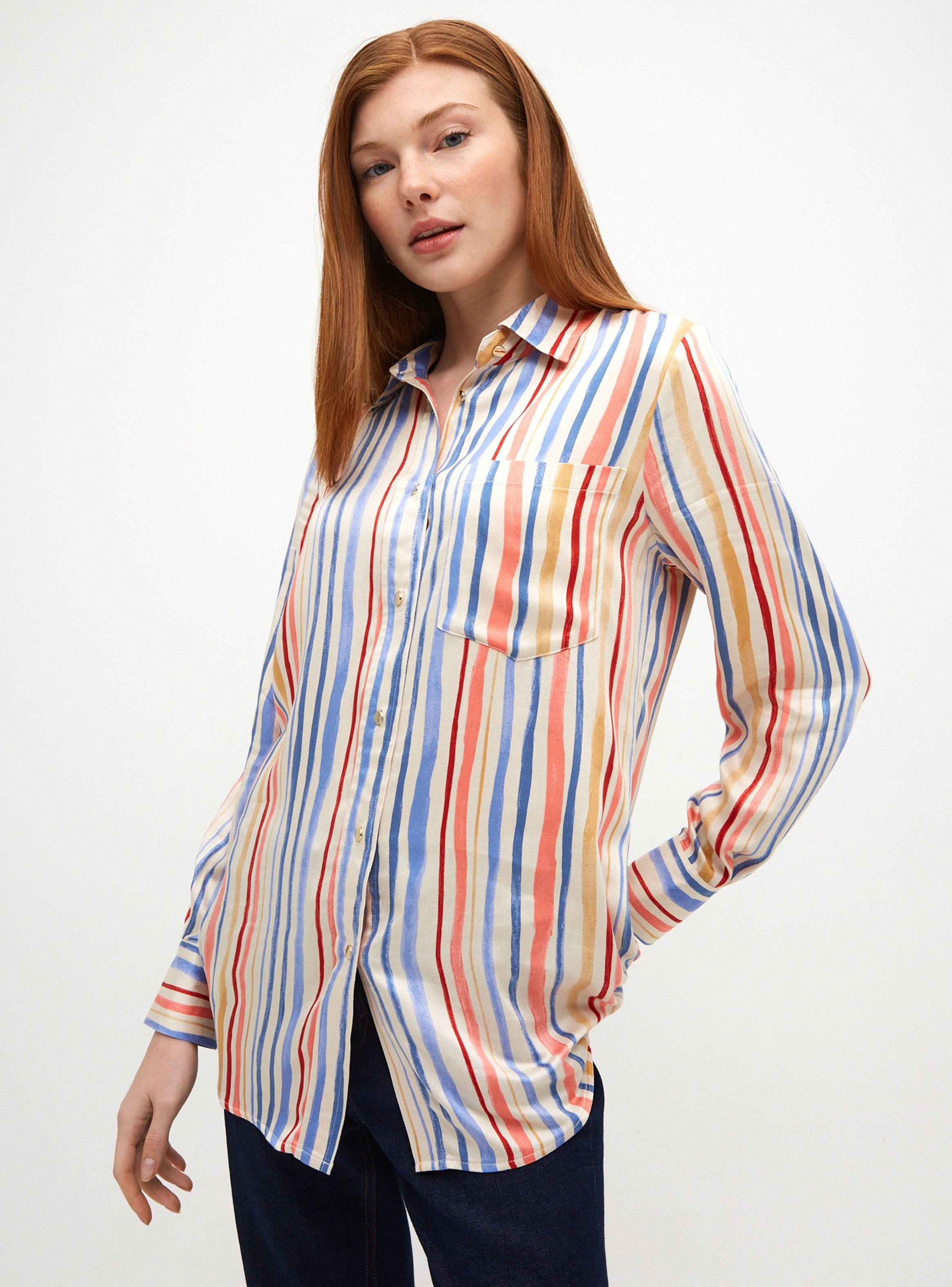 Blusa Estampada Cuello Camisero con Botones-0