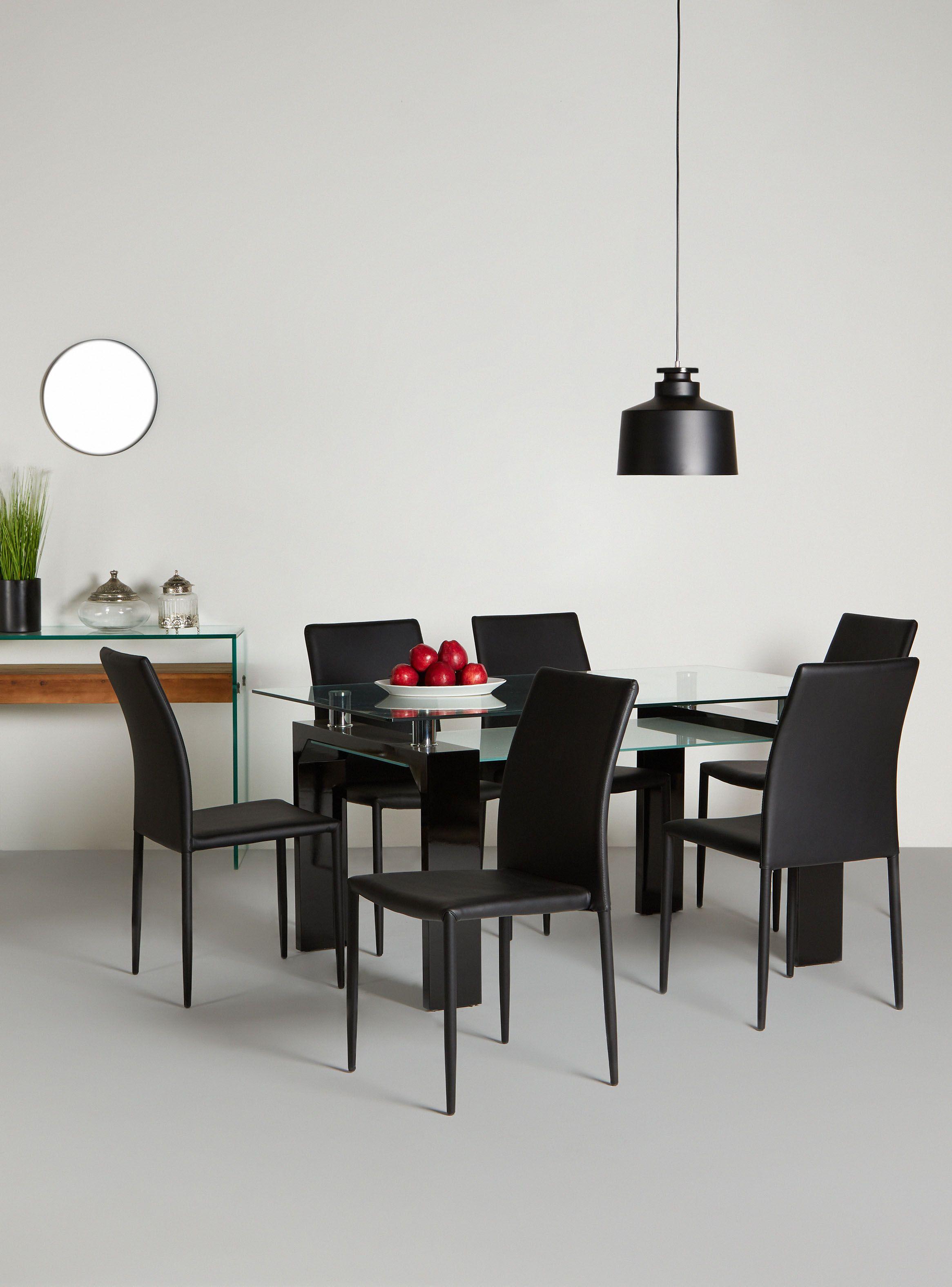 Juego de Comedor Vidrio Everett Black 6 Sillas Stylo-0