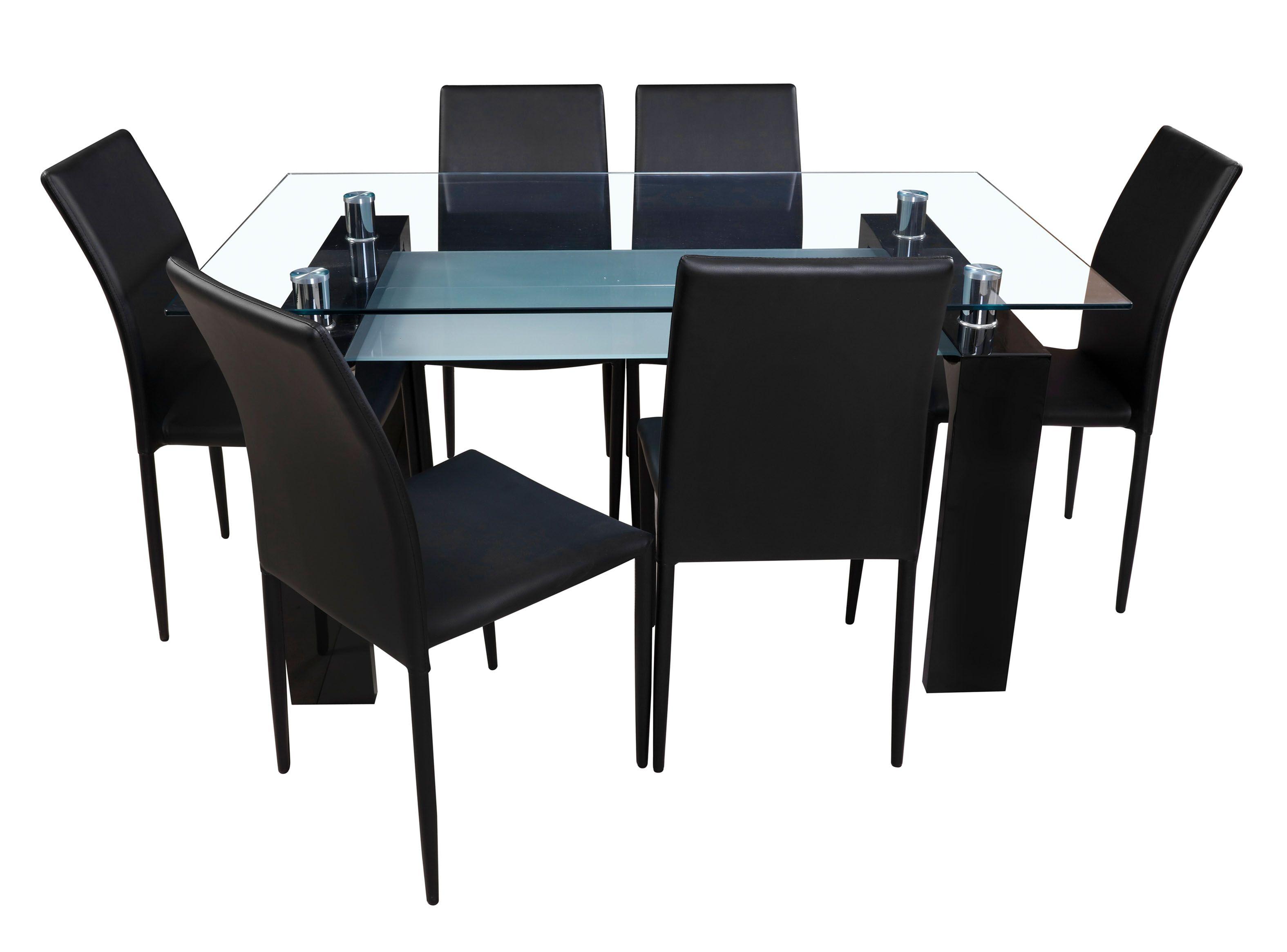 Juego de Comedor Vidrio Everett Black 6 Sillas Stylo-1