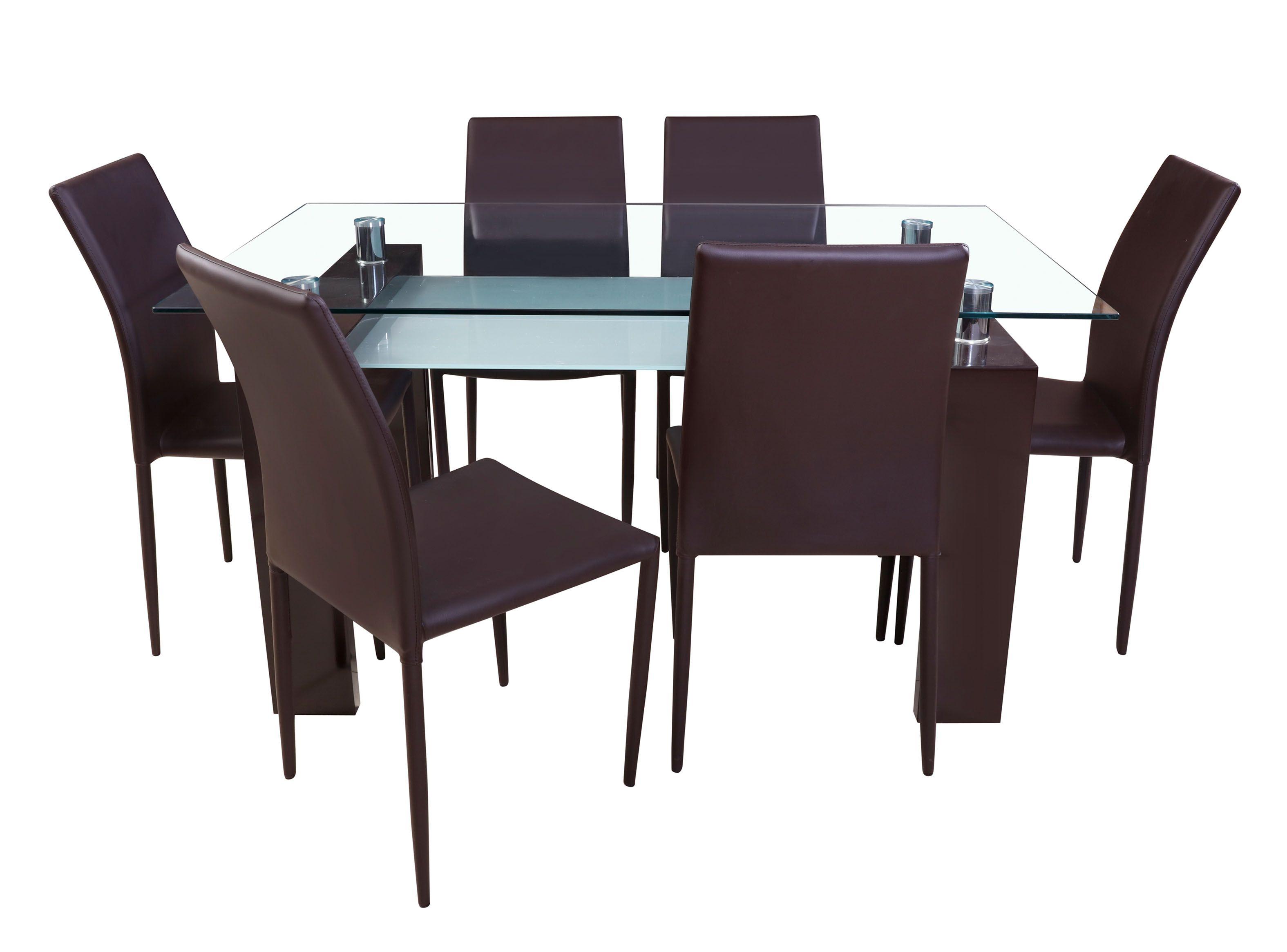 Juego de Comedor Vidrio Everett Brown + 6 Sillas Stylo-0