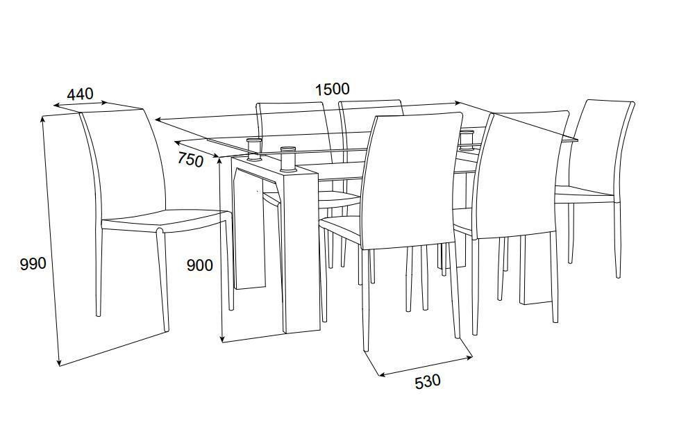 Juego de Comedor Vidrio Everett Brown + 6 Sillas Stylo-1