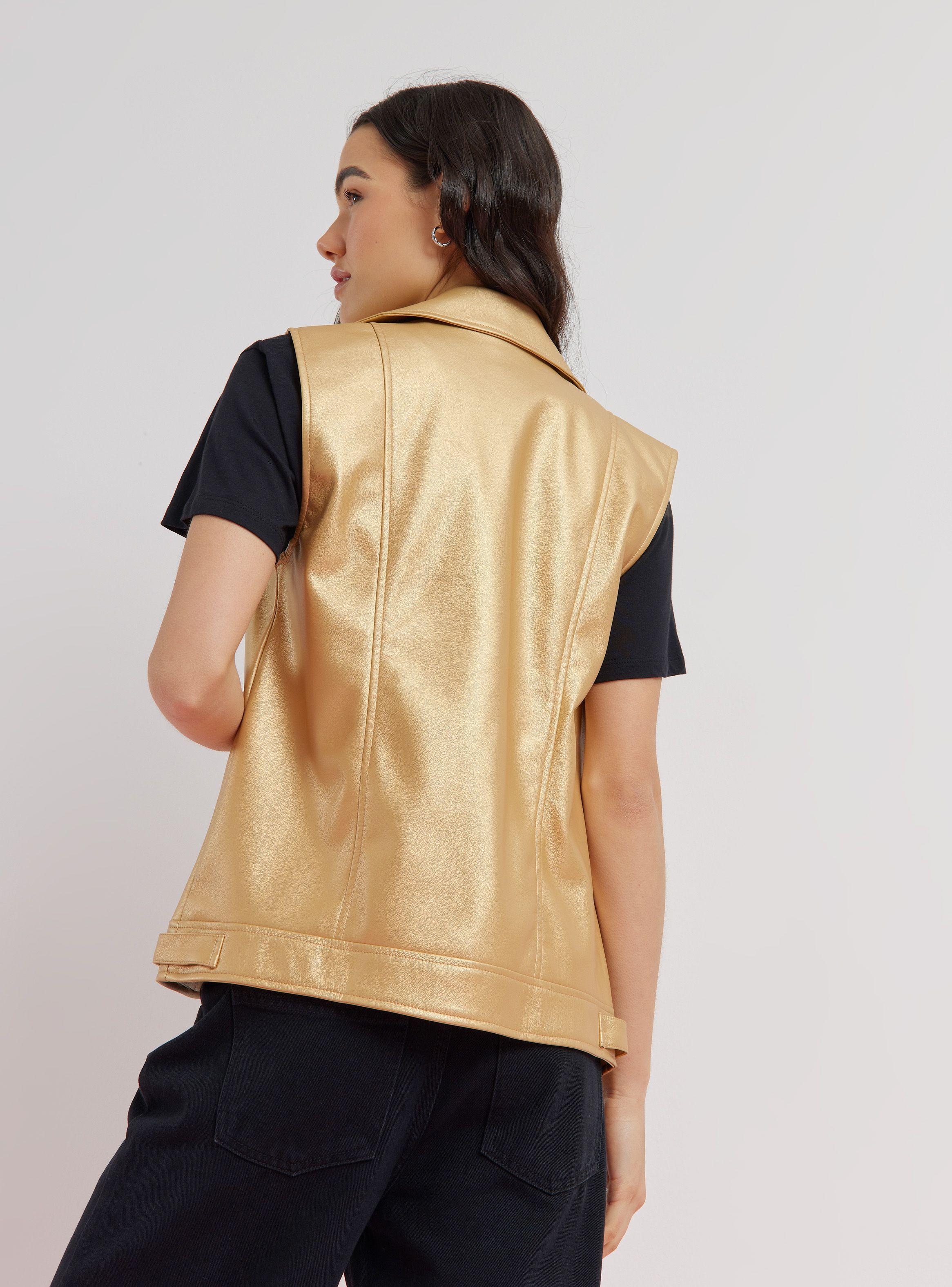 Chaqueta Biker sin Mangas Efecto Piel-1
