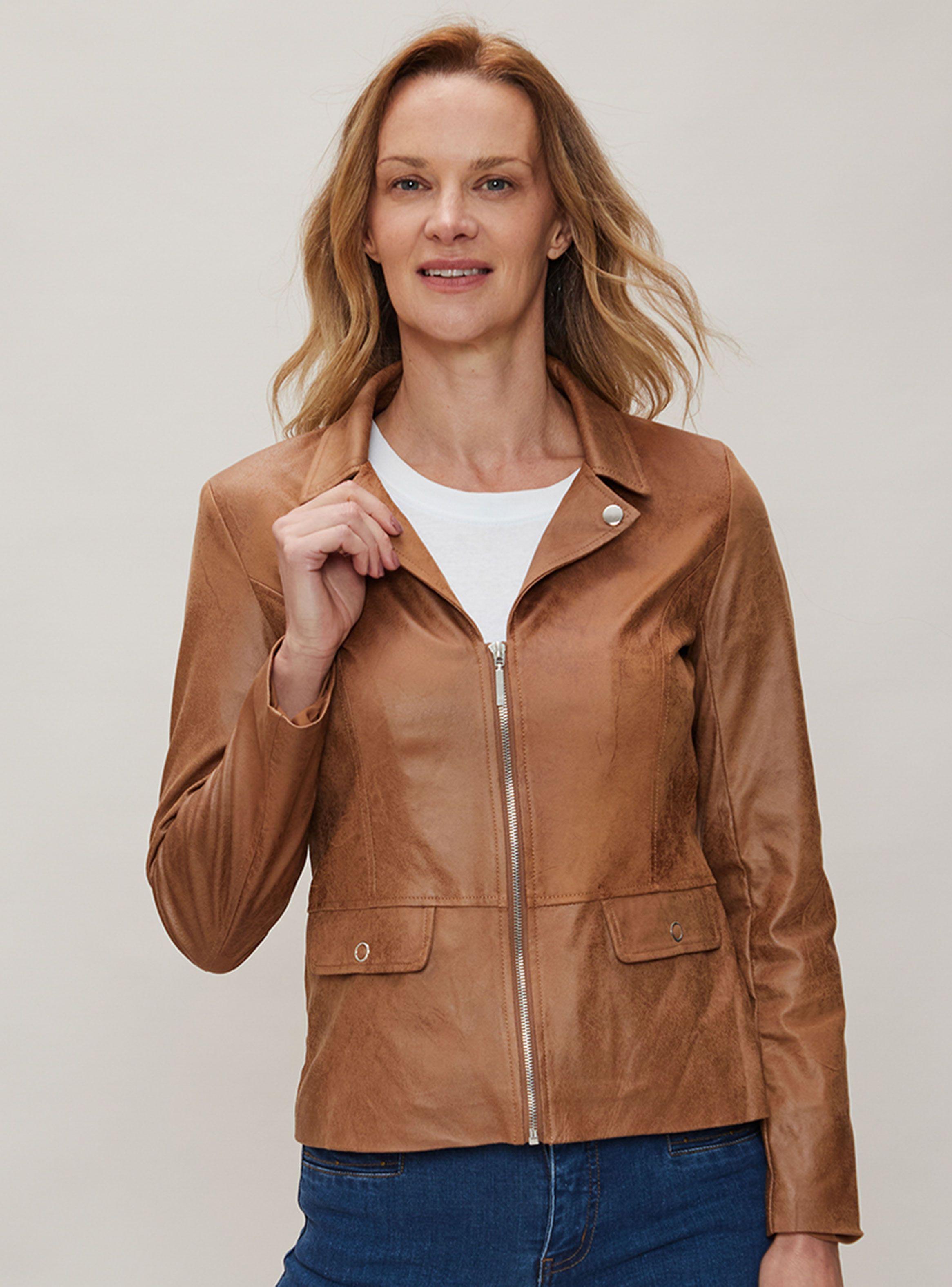 Chaqueta Suede Craquelada Manga Larga-0