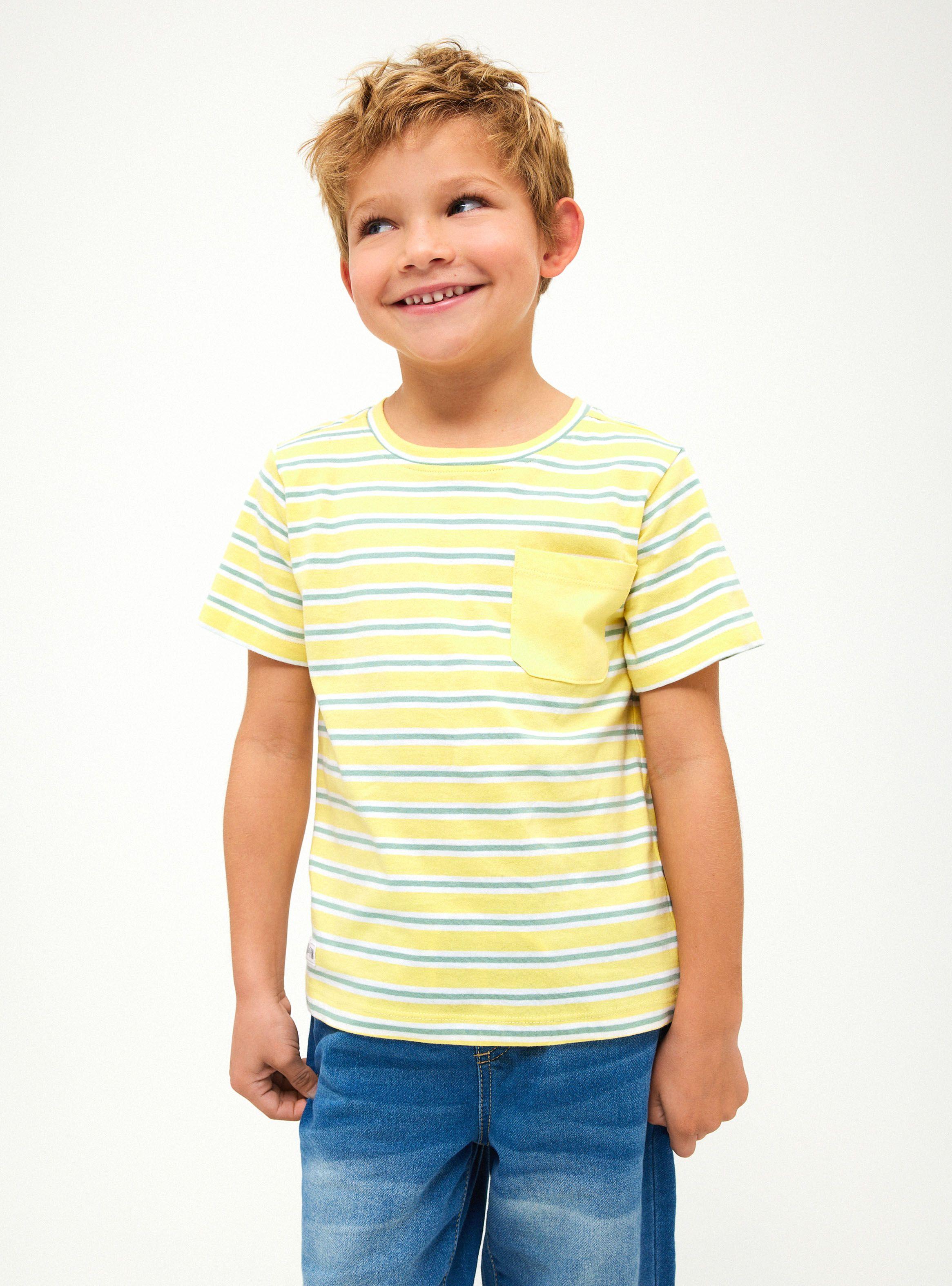 Polera con Rayas y Bolsillo Liso en el Pecho-0