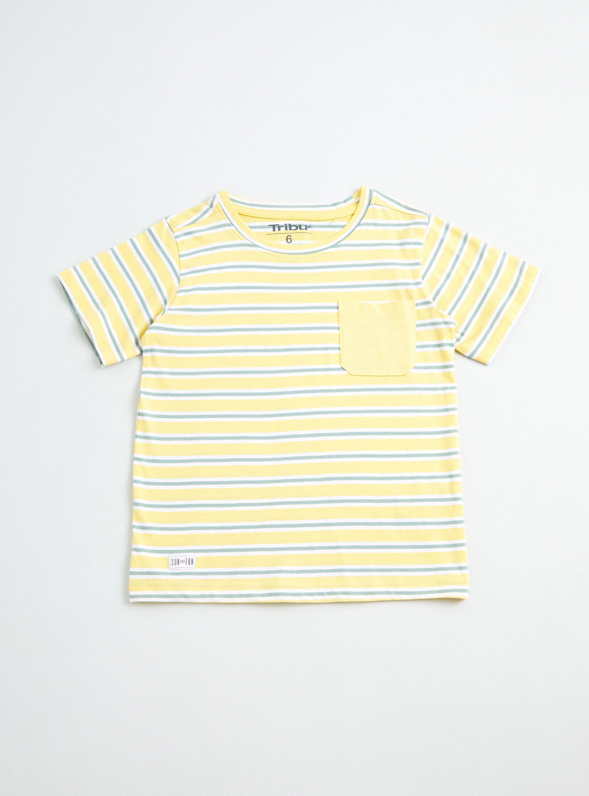 Polera con Rayas y Bolsillo Liso en el Pecho-1