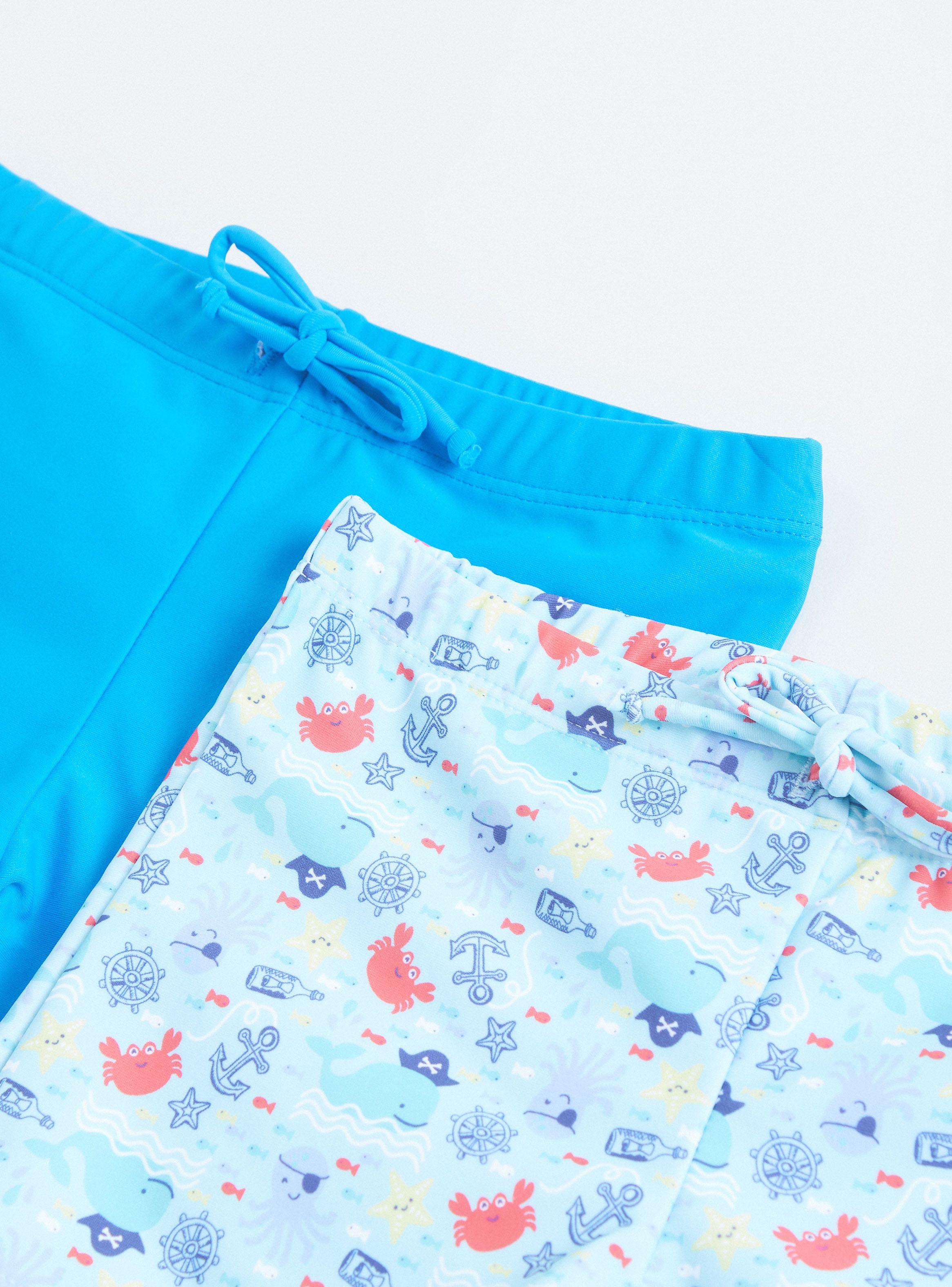 Traje de Baño Bipack 1 Estampado y 1 Liso Niño-2