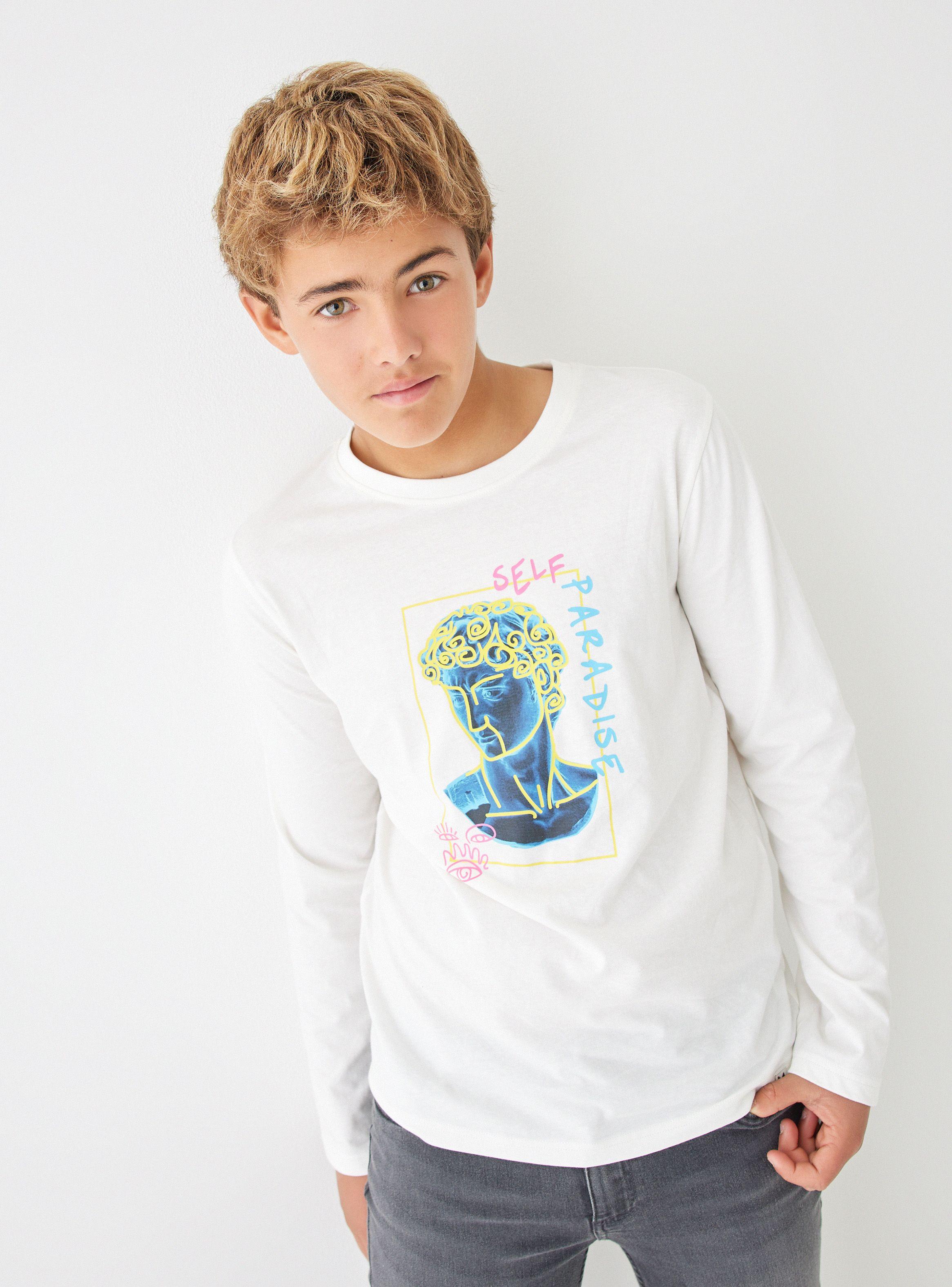 Polera Manga Raglan Bicolor con Estampado-0