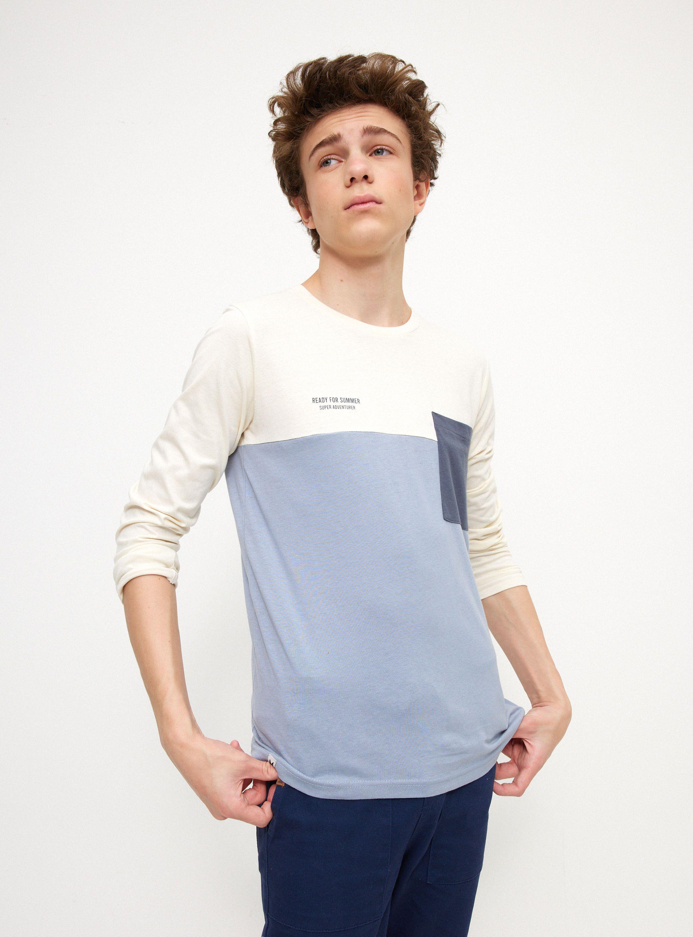 Polera Bloques Manga Larga Bolsillo en el Pecho-0