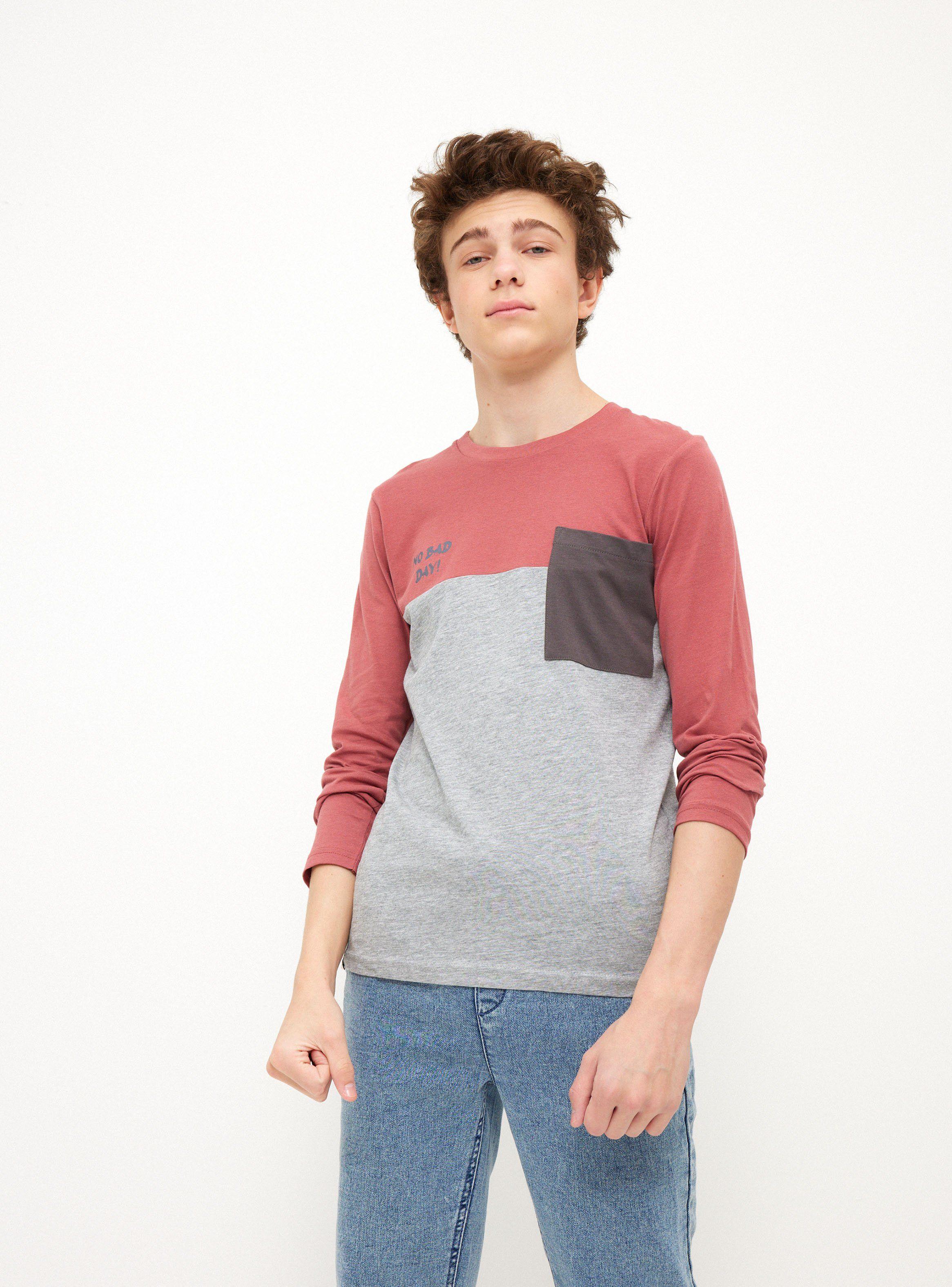 Polera Bloques Manga Larga Bolsillo en el Pecho-0