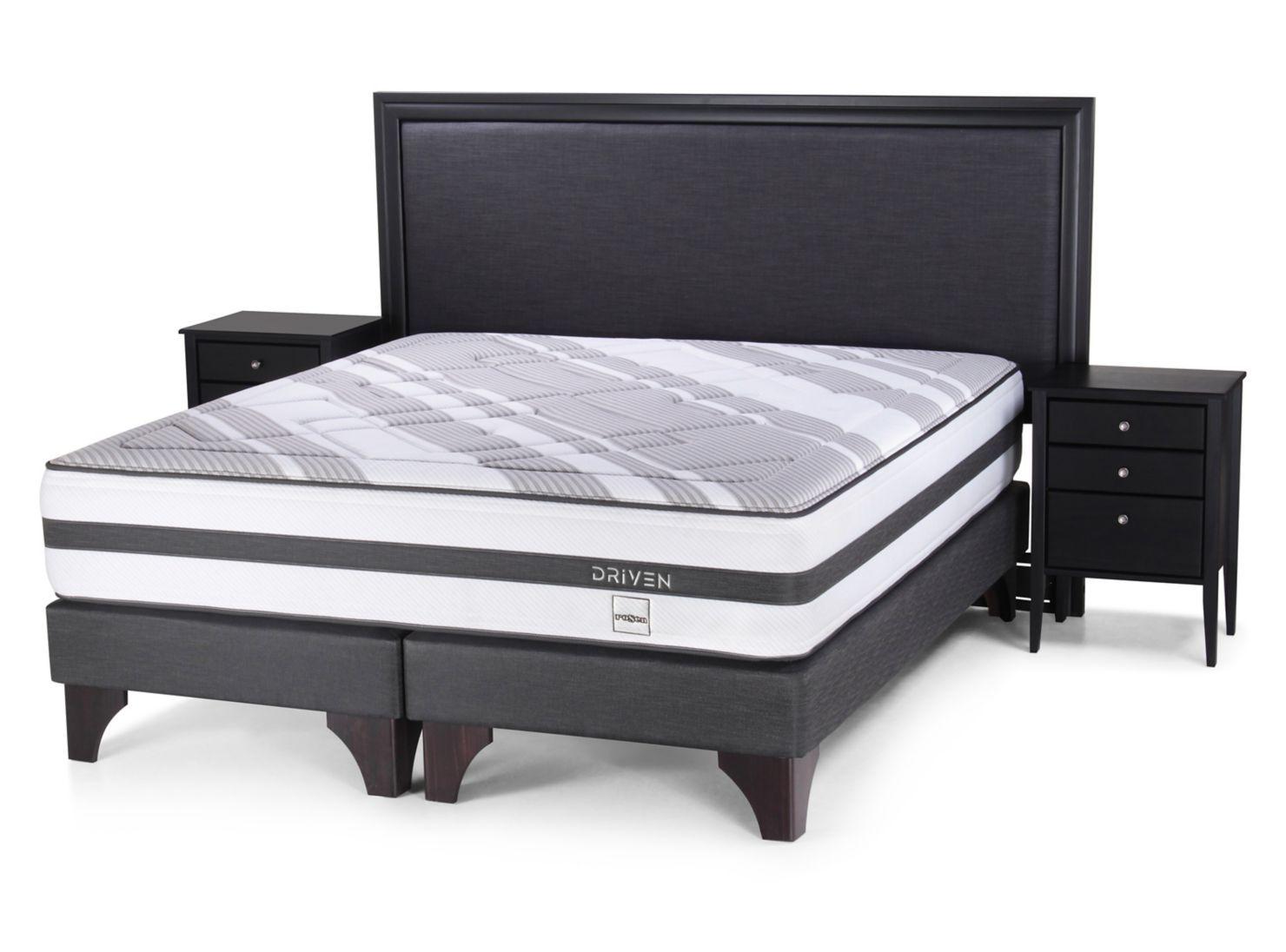 Box Spring Driven 2 Plazas Base Dividida + Set Muebles Nolita Grafito-0