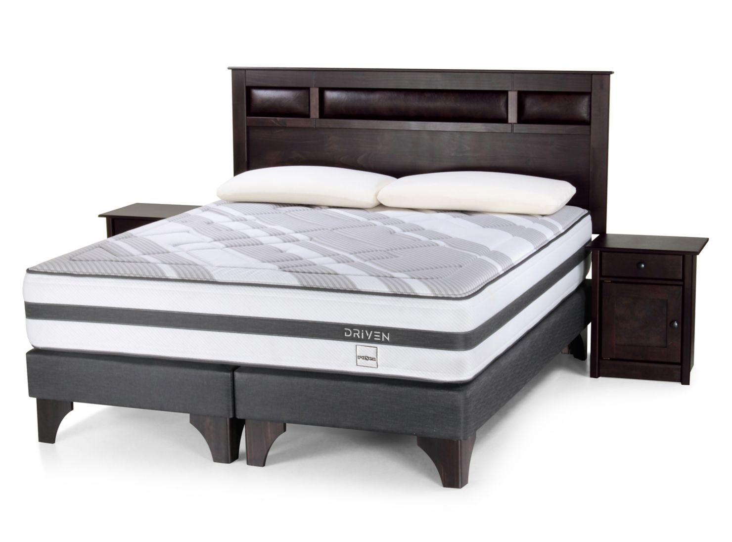 Box Spring Driven 2 Plazas Base Dividida + Set Muebles Bilbao + Almohadas Memory Max-0