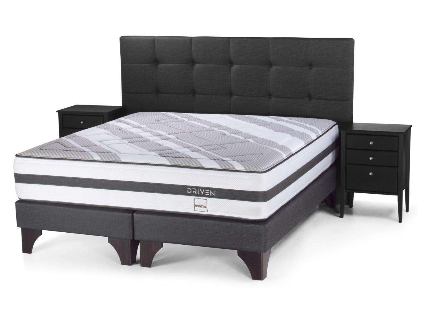 Box Spring Driven 2 Plazas Base Dividida + Set Muebles Issey Grafito-0