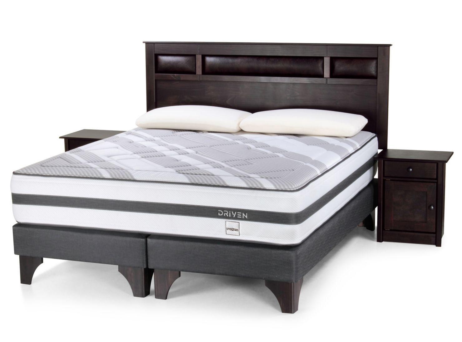 Box Spring Driven King + Set Muebles Bilbao + Almohadas Memory Max-0