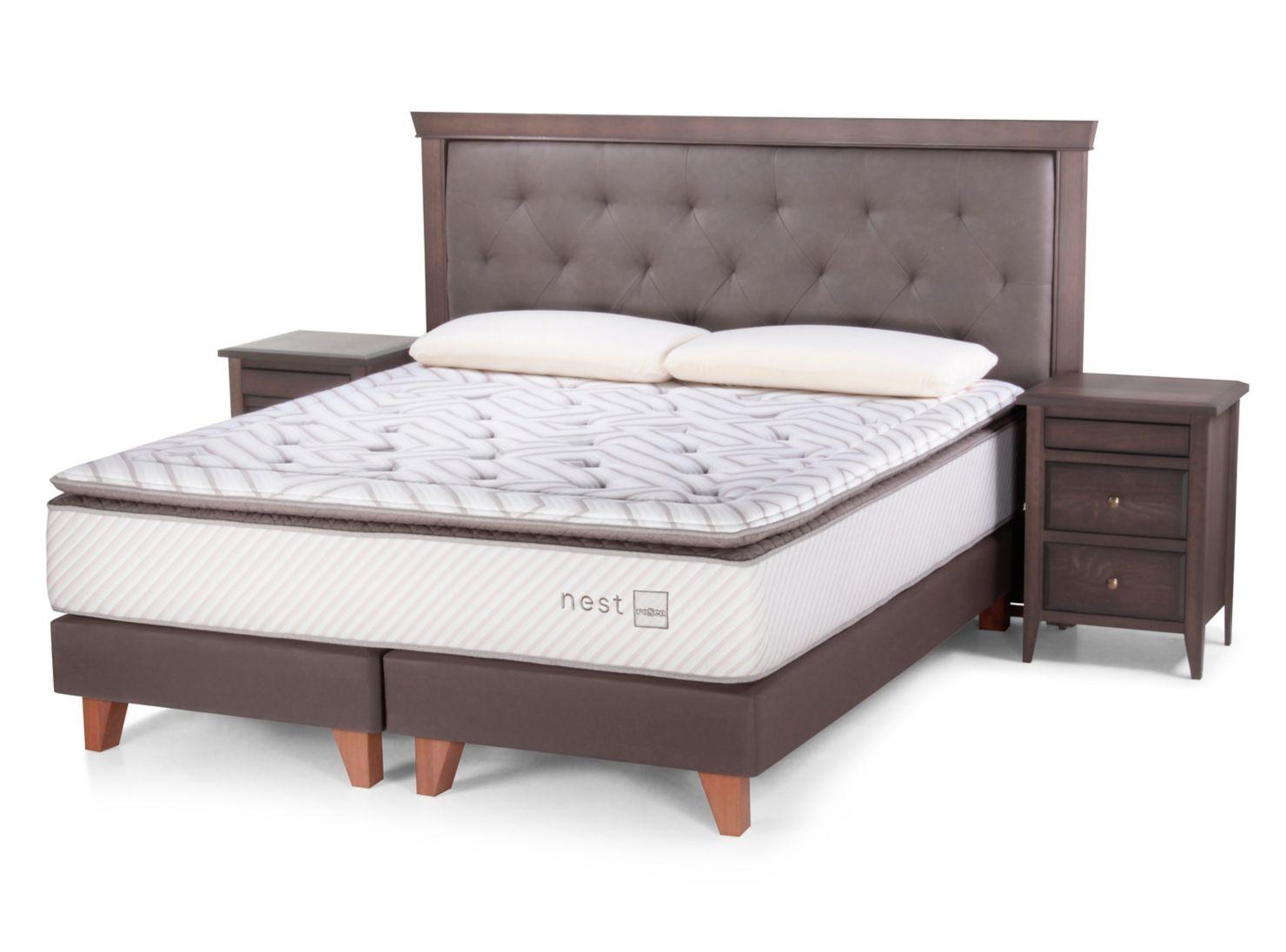 Box Spring Nest King + Set Muebles Brera 50 + Almohadas Memory Max-0