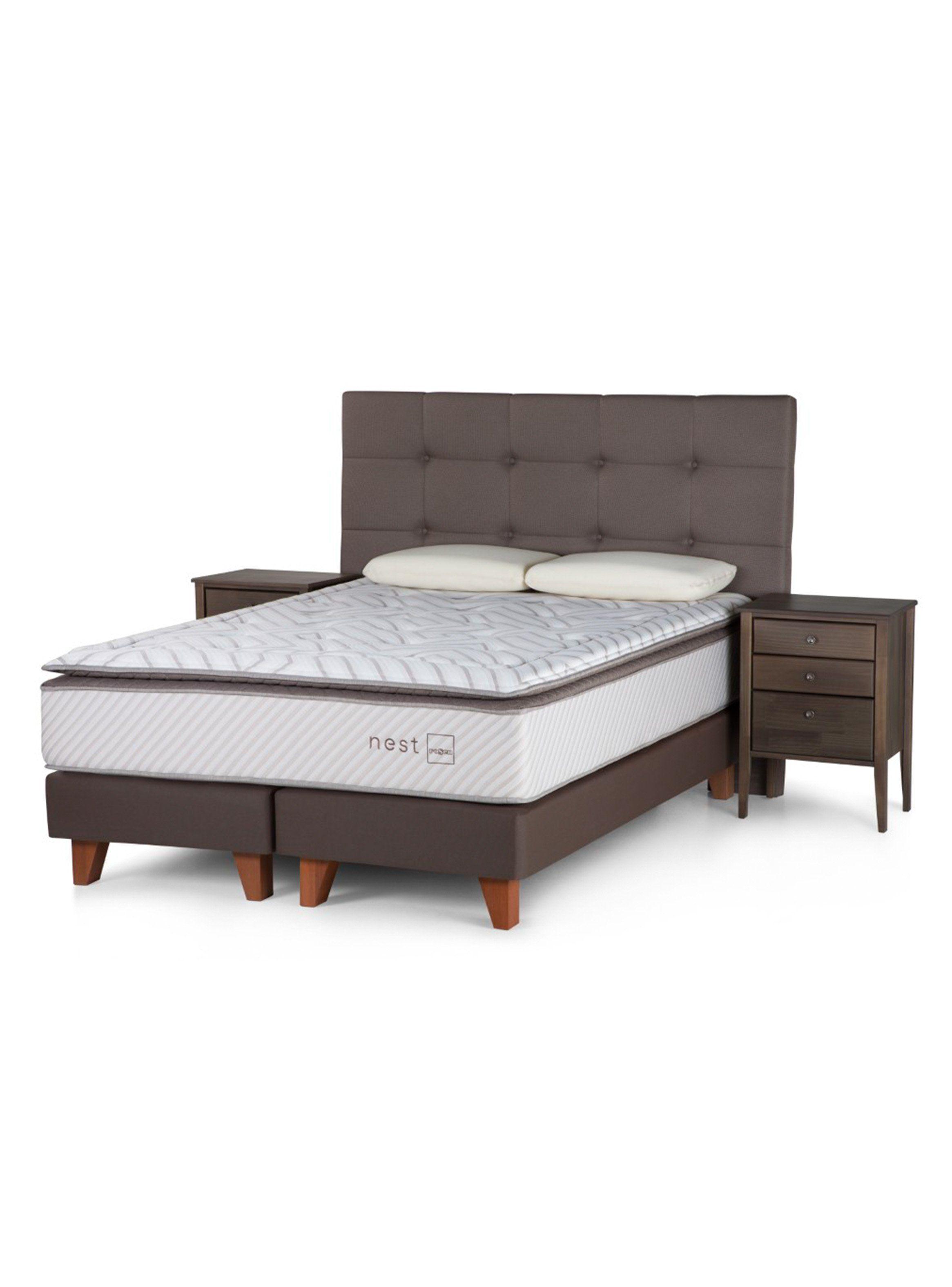 Box Spring Nest King + Set Muebles Issey Vision + Almohadas Memory Max-0