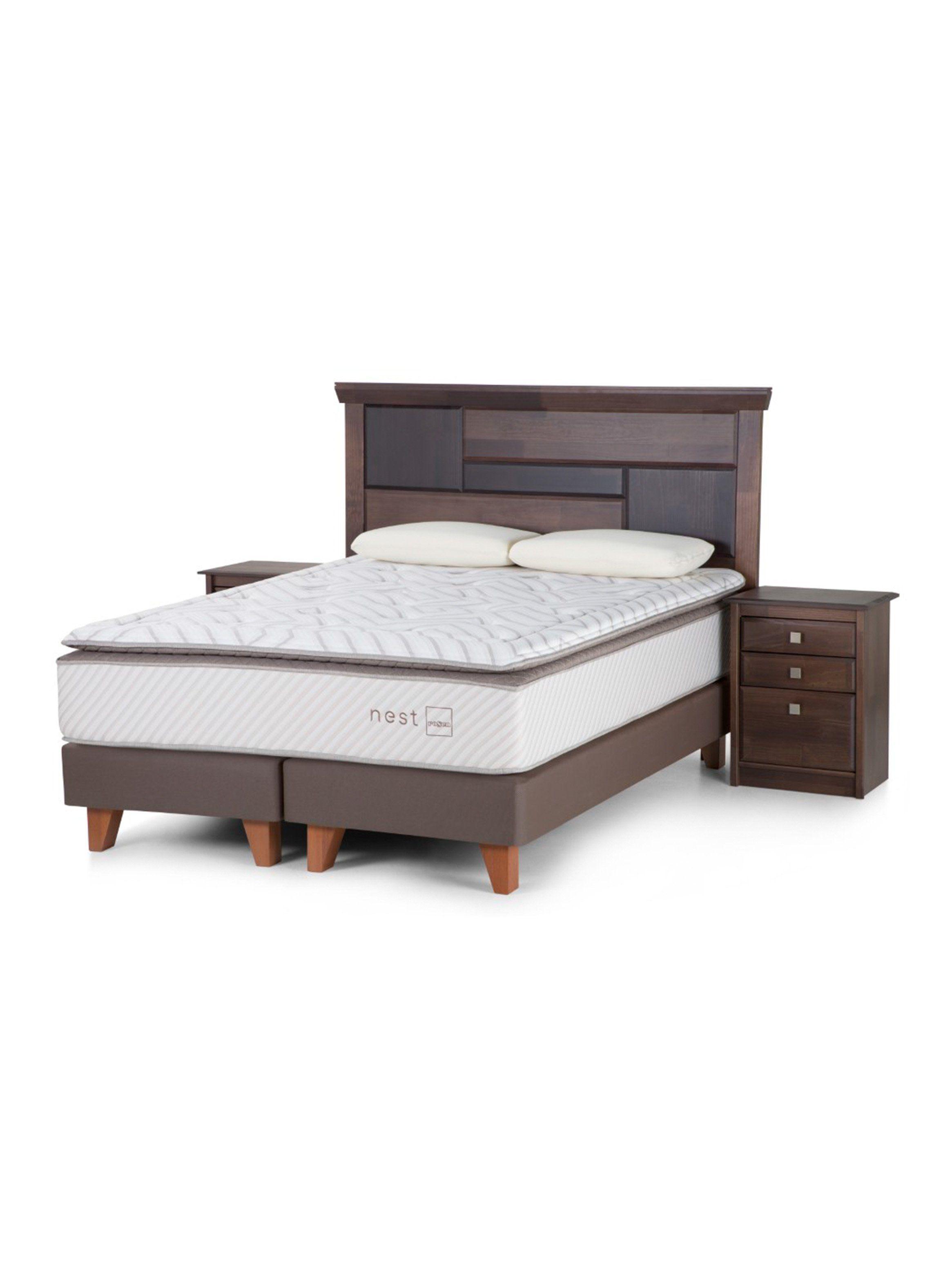 Cama Europea Nest King + Set Muebles Domenico + Almohadas Memory Max-0