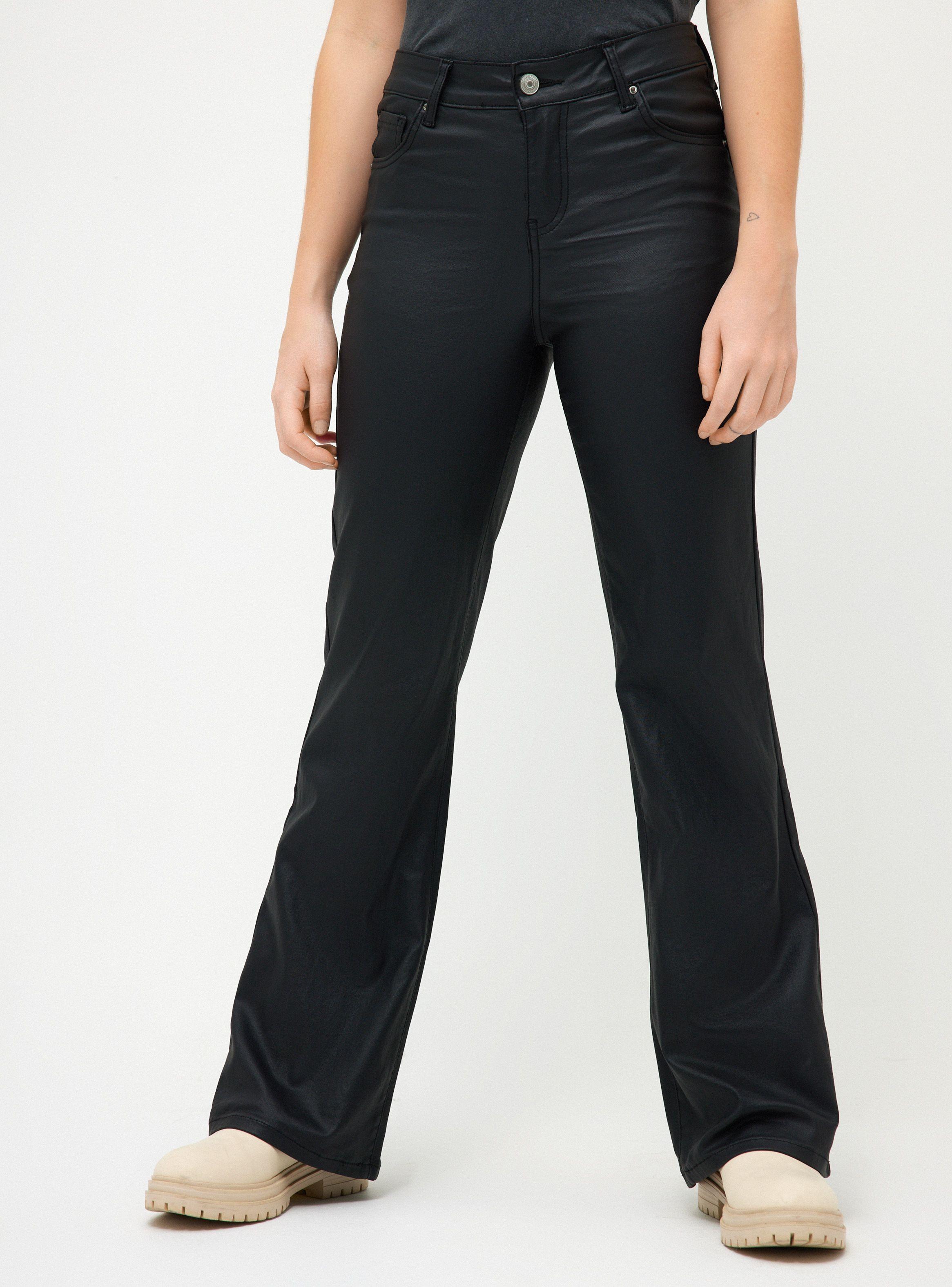 Pantalón Eco Cuero Wide Leg Tiro Medio-0