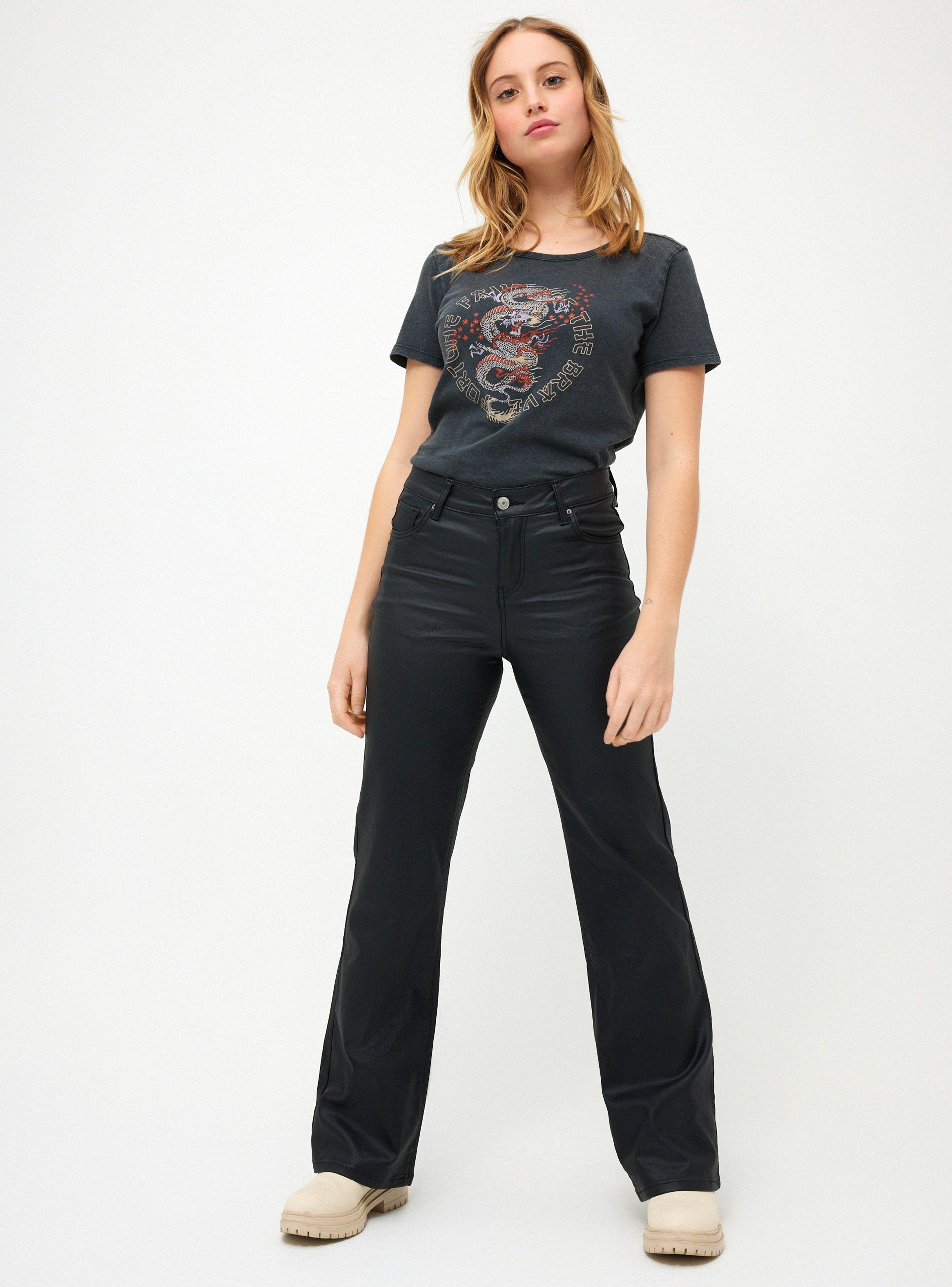 Pantalón Eco Cuero Wide Leg Tiro Medio-3