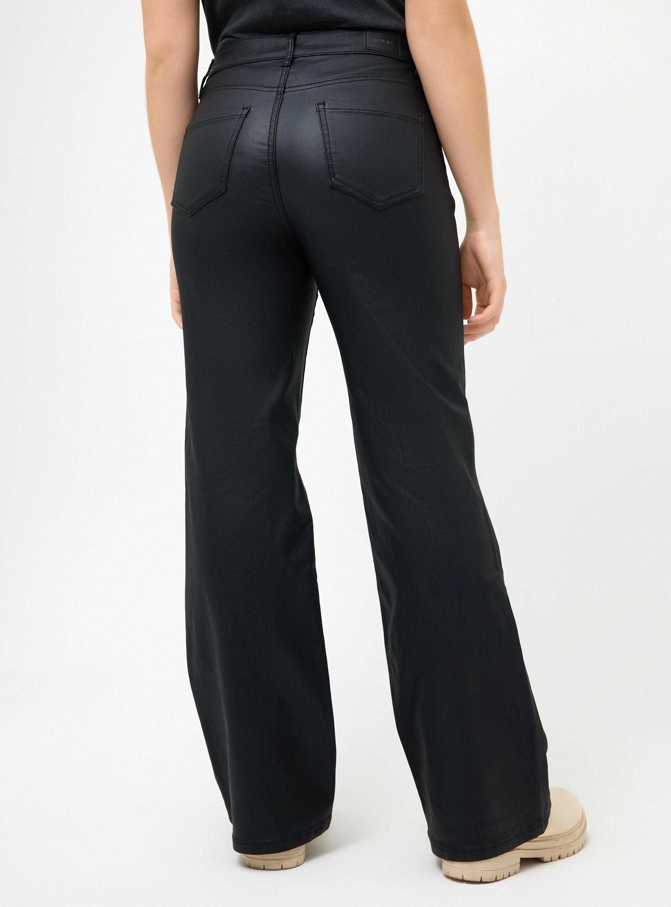 Pantalón Eco Cuero Wide Leg Tiro Medio-1