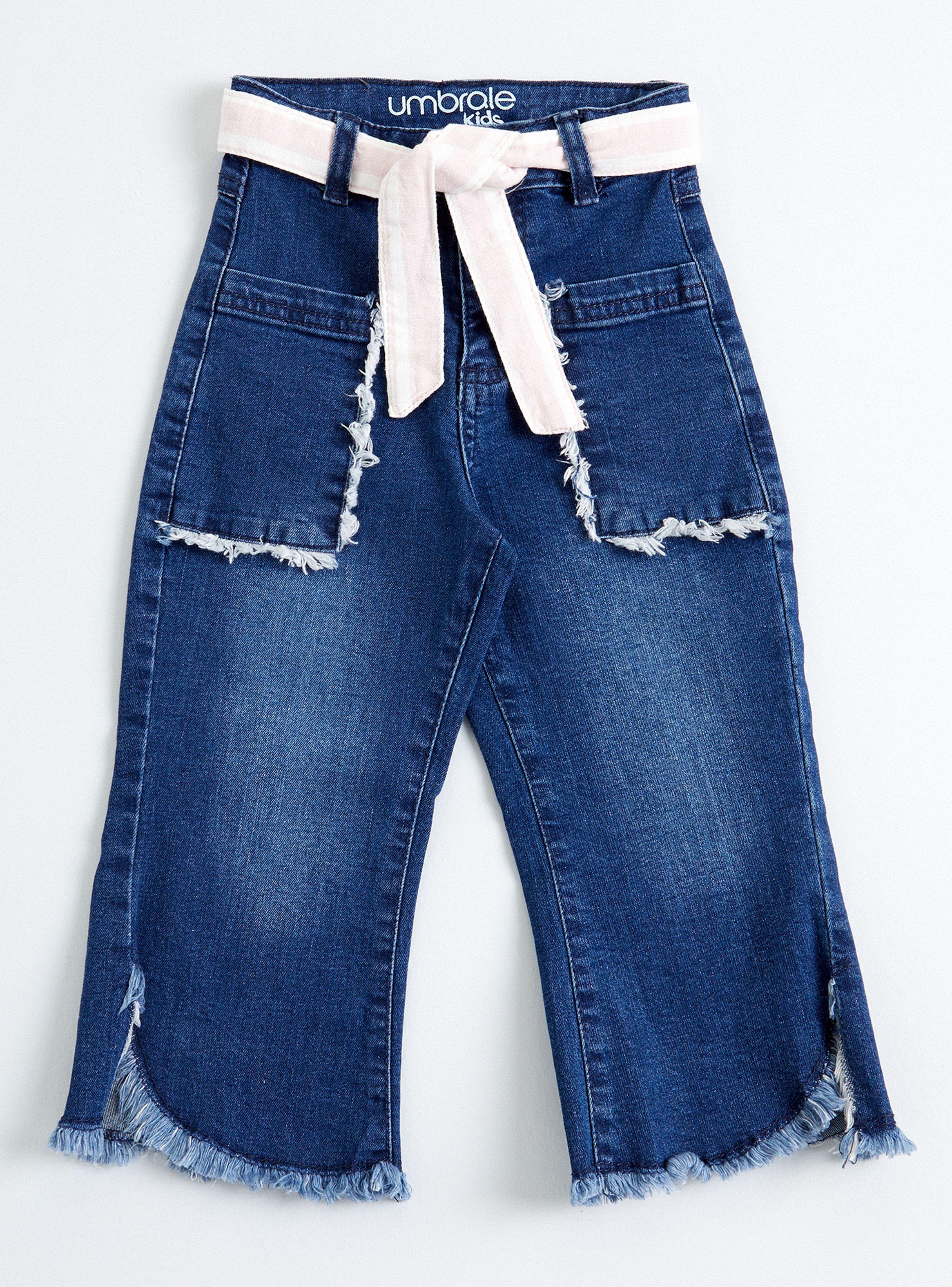 Jeans con Cinturón Estampado y Basta Dispareja-0