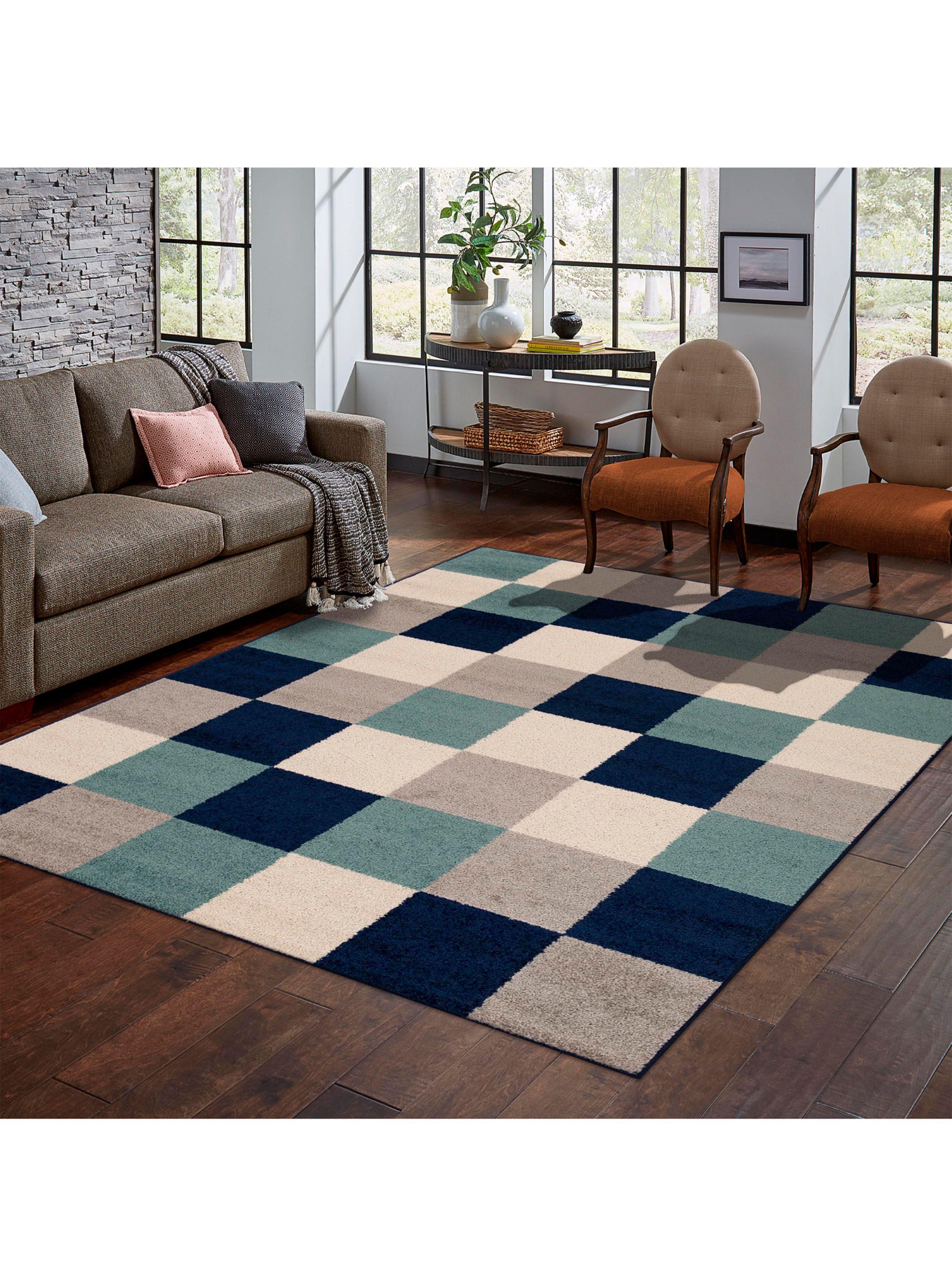 Bajada de Cama Kaleb 50x90 cm Cuadros azules-2
