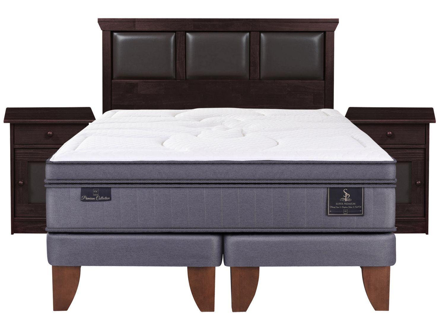 Cama Europea Super Premium King + Set Torino Choc-1