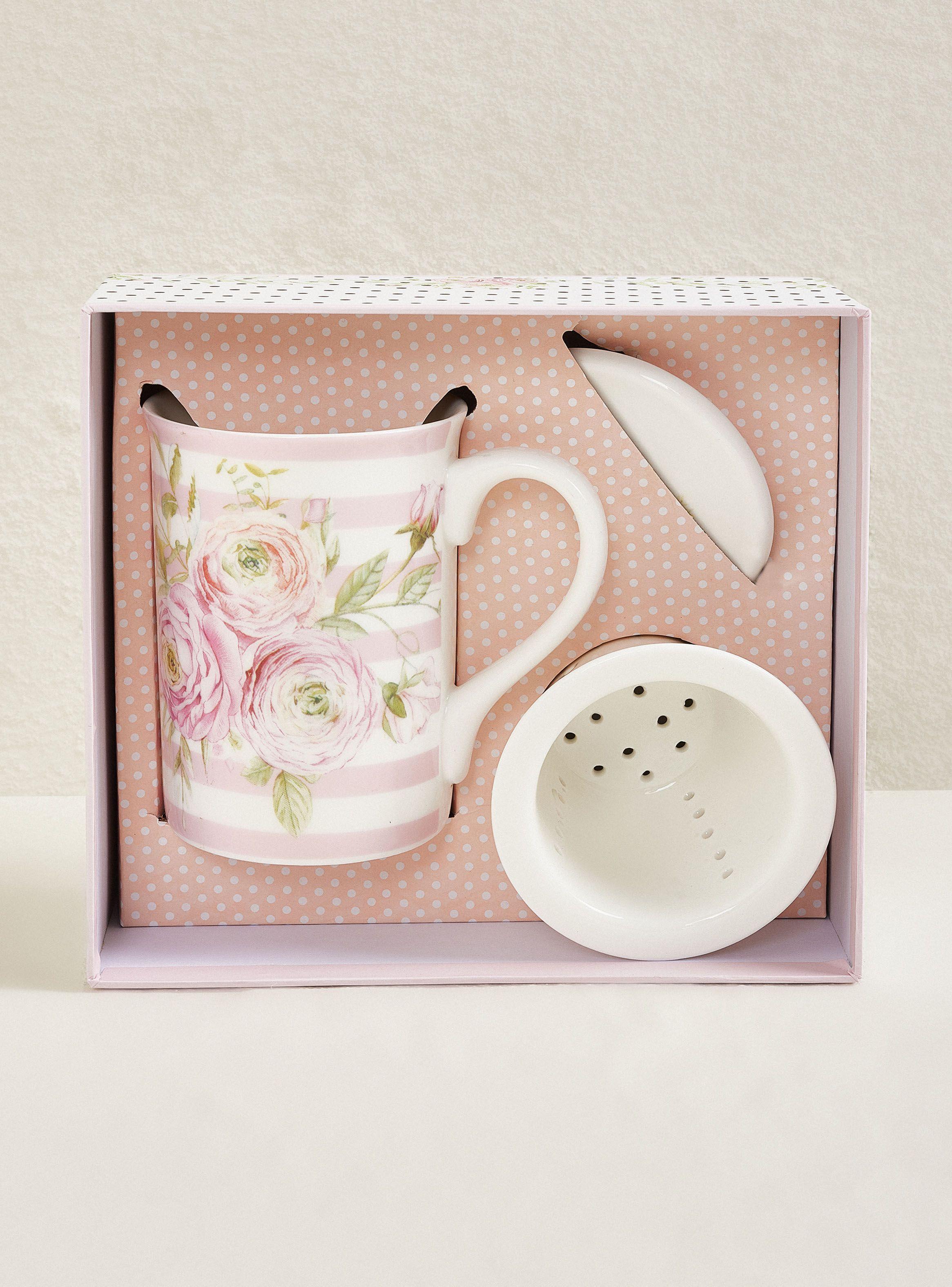 Taza Flor Rayas con Filtro-2