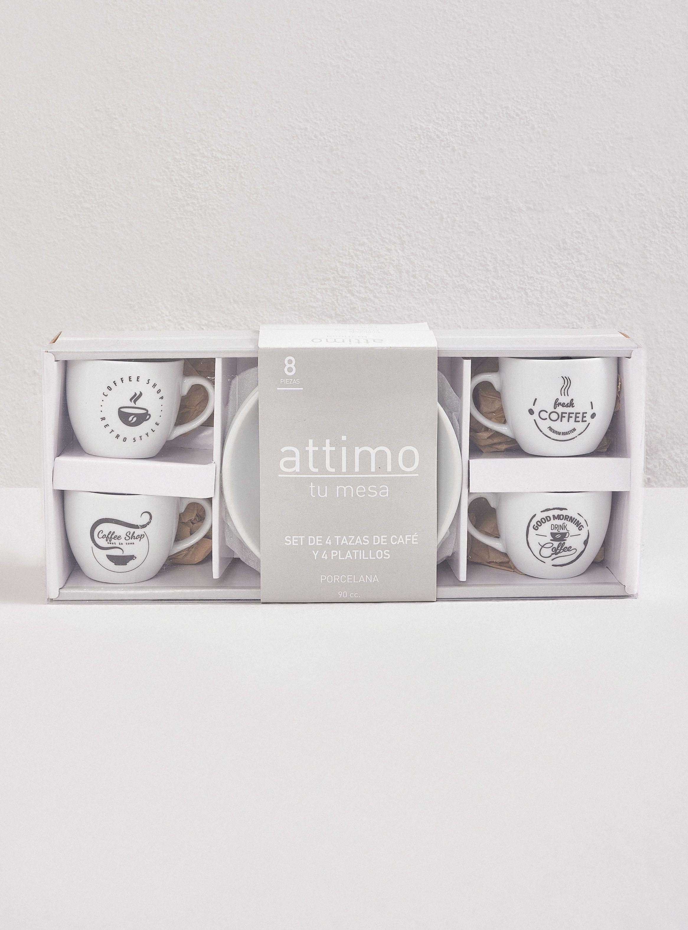 Set 4 Tazas Café y Platillos-2