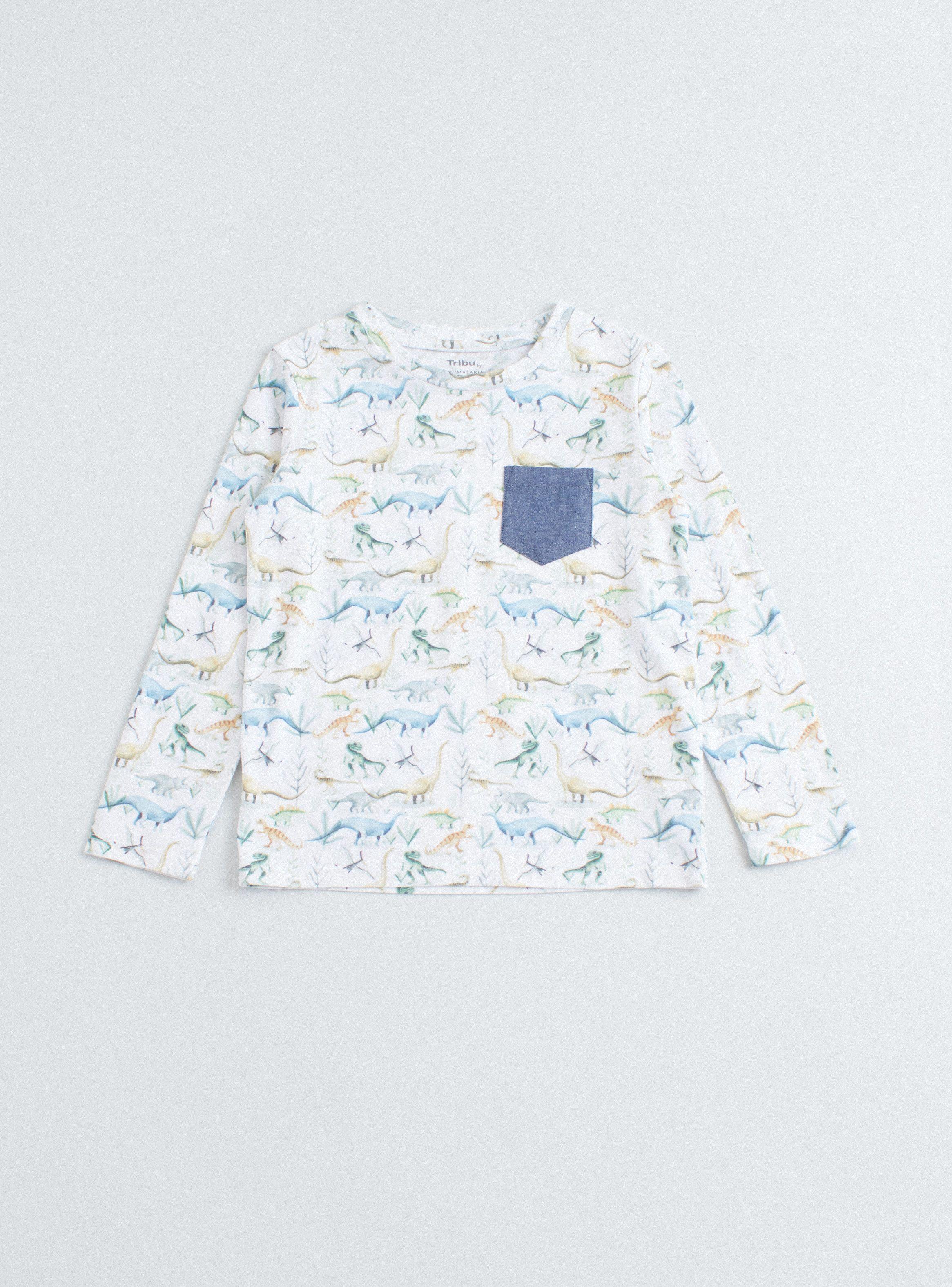 Polera Estampada Completa Bolsillo en Contraste-1