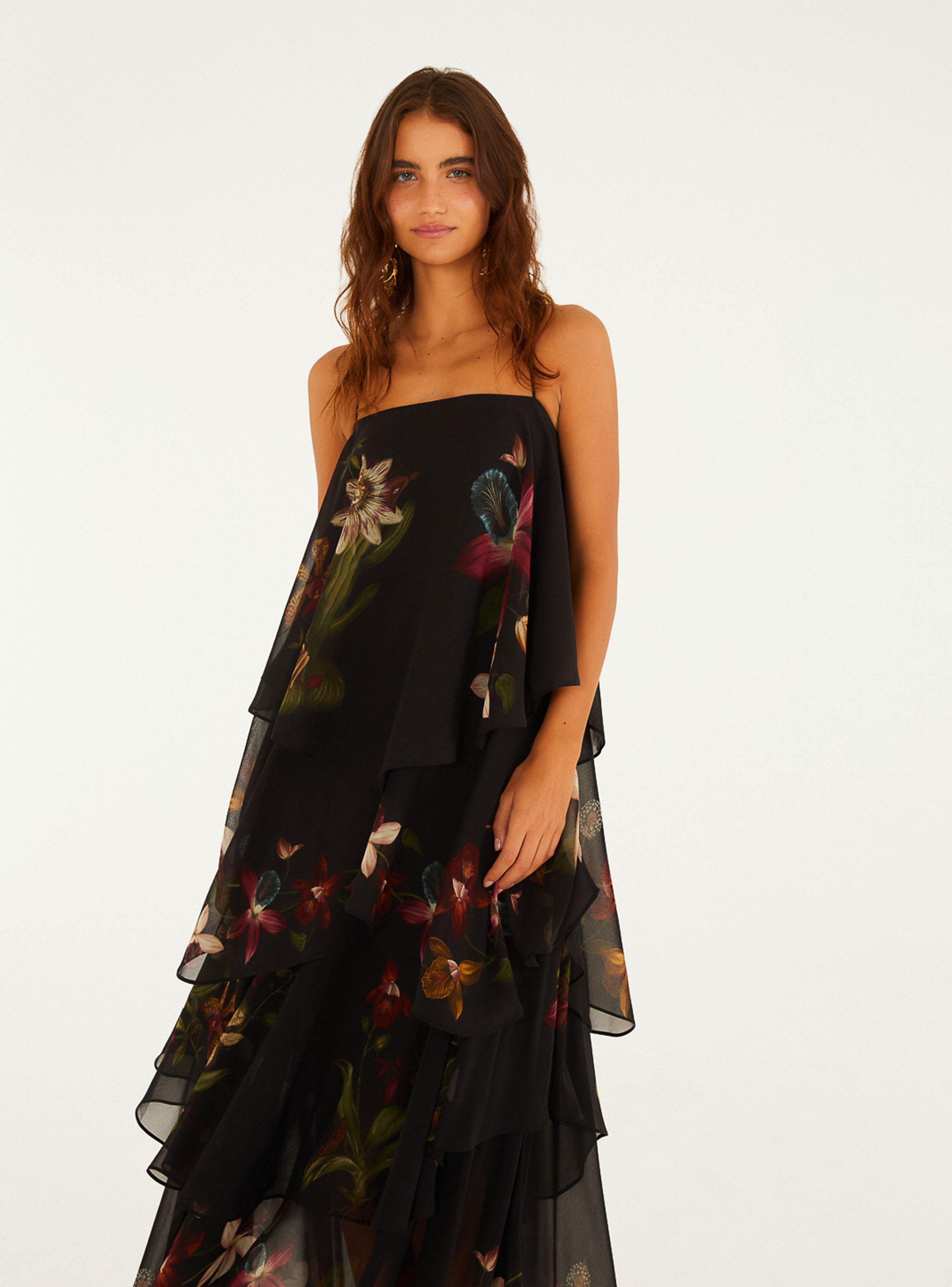 Vestido en Capas Maxi Orquídeas-2