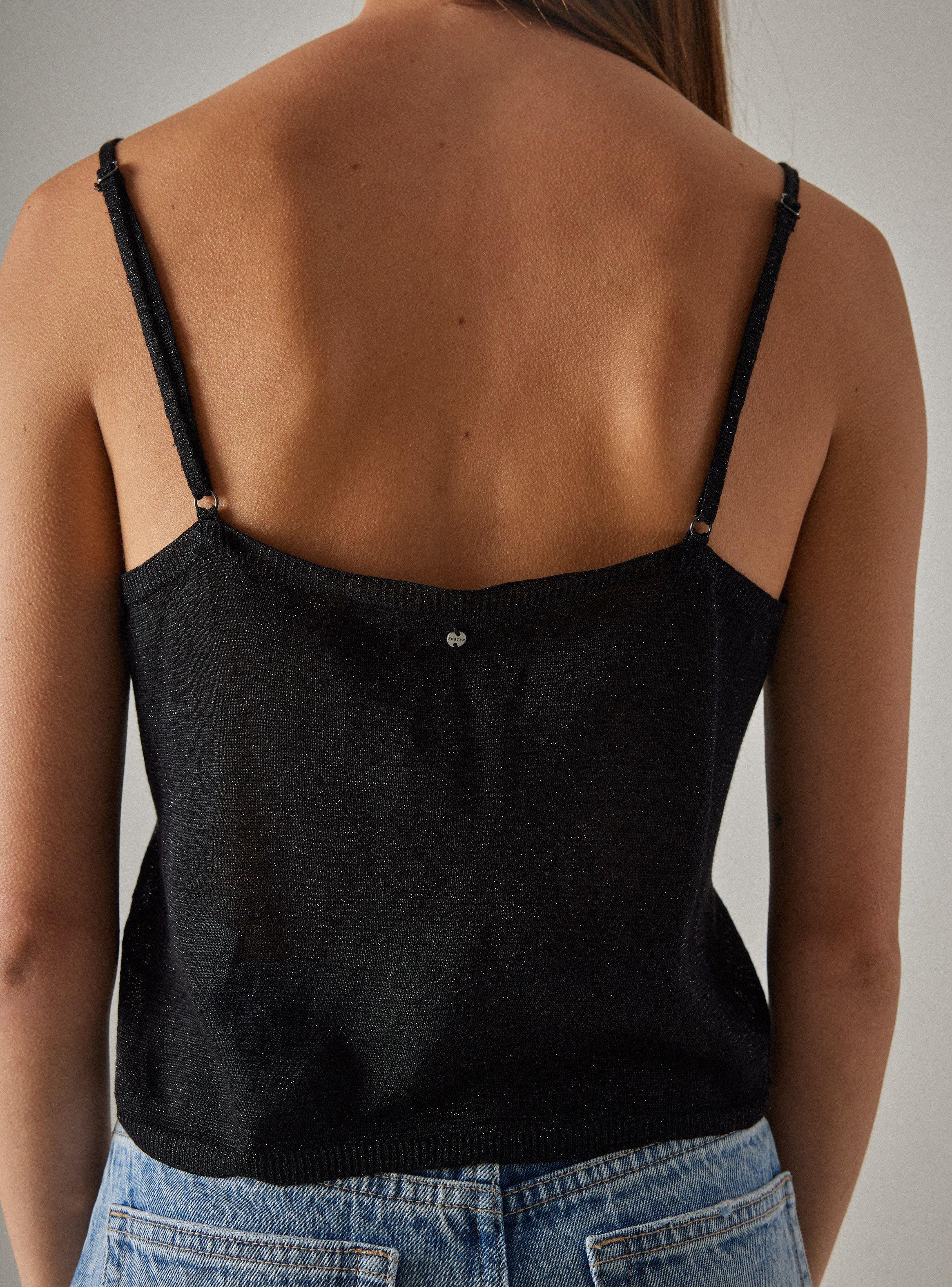 Polera Tejida Metalizada con Pabilos Finos-3